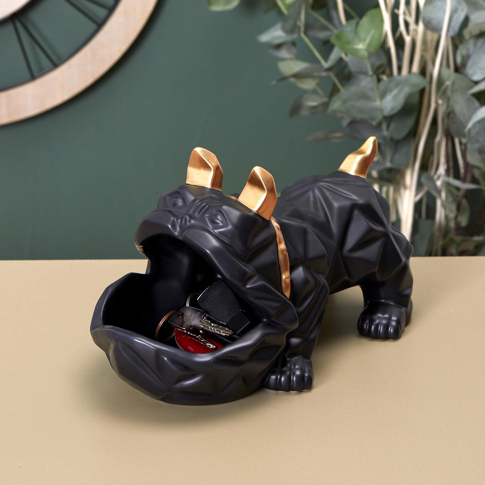 Escultura bulldog negro 16,5x14,5 cm