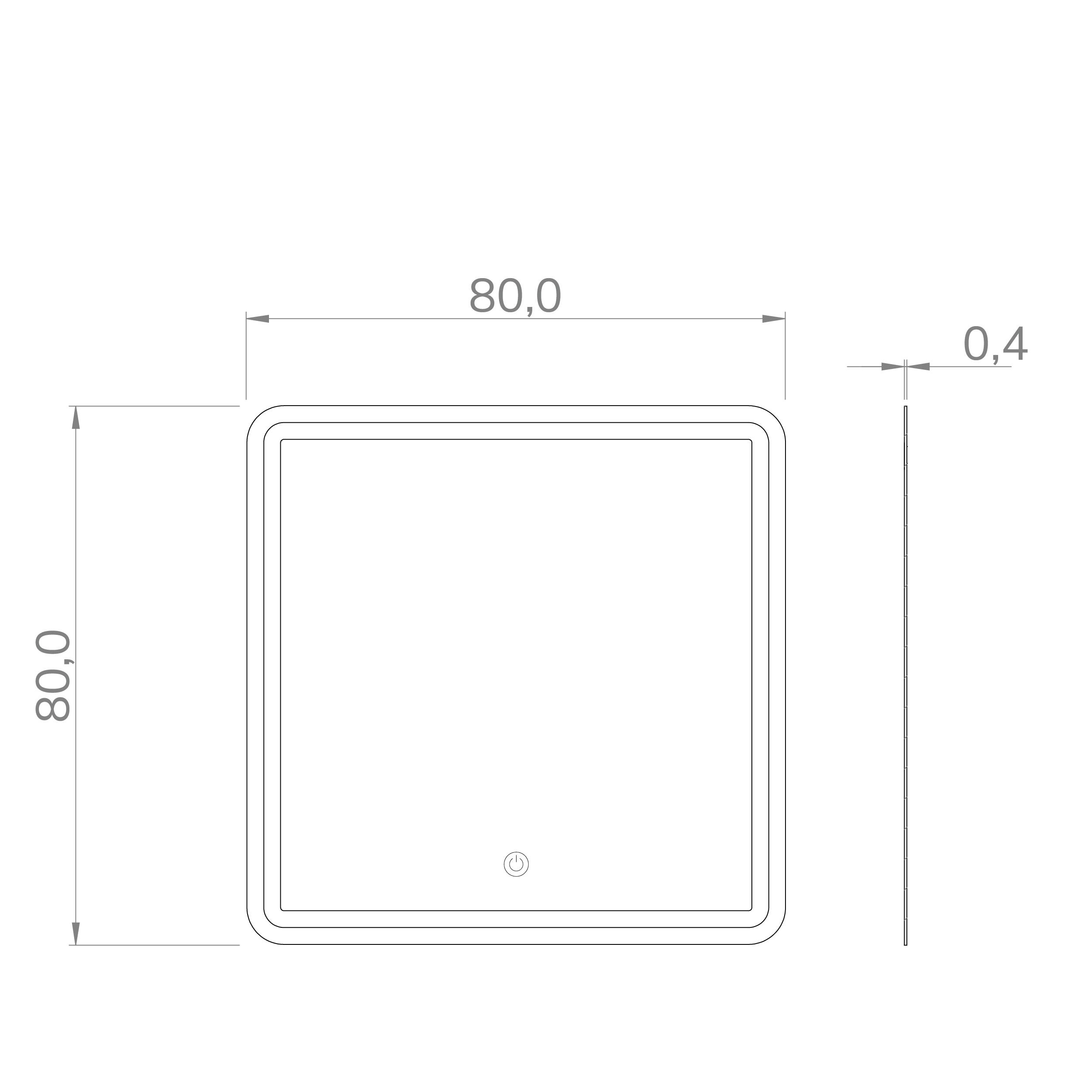 Espejo de baño con luz led marco led con antivaho, táctil, 80x80cm