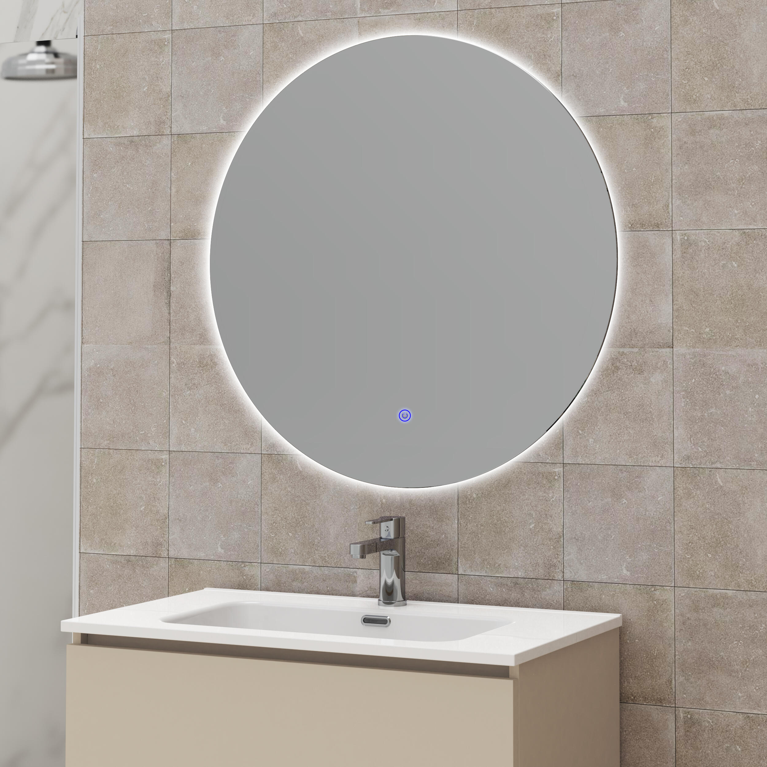 Espejo de baño con luz LED  Retroiluminado  con antivaho, táctil,  80x80 cm - 5