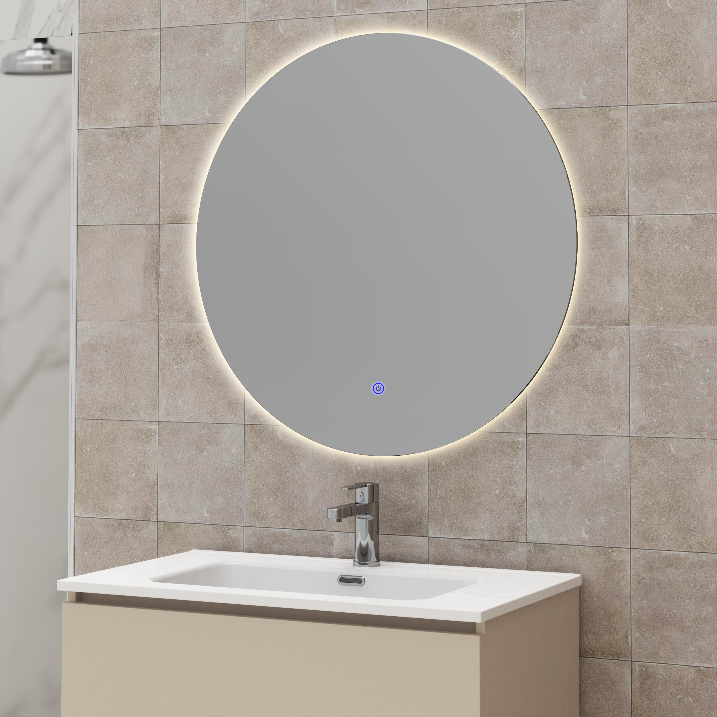 Espejo de baño con luz LED  Retroiluminado  con antivaho, táctil,  80x80 cm - 2