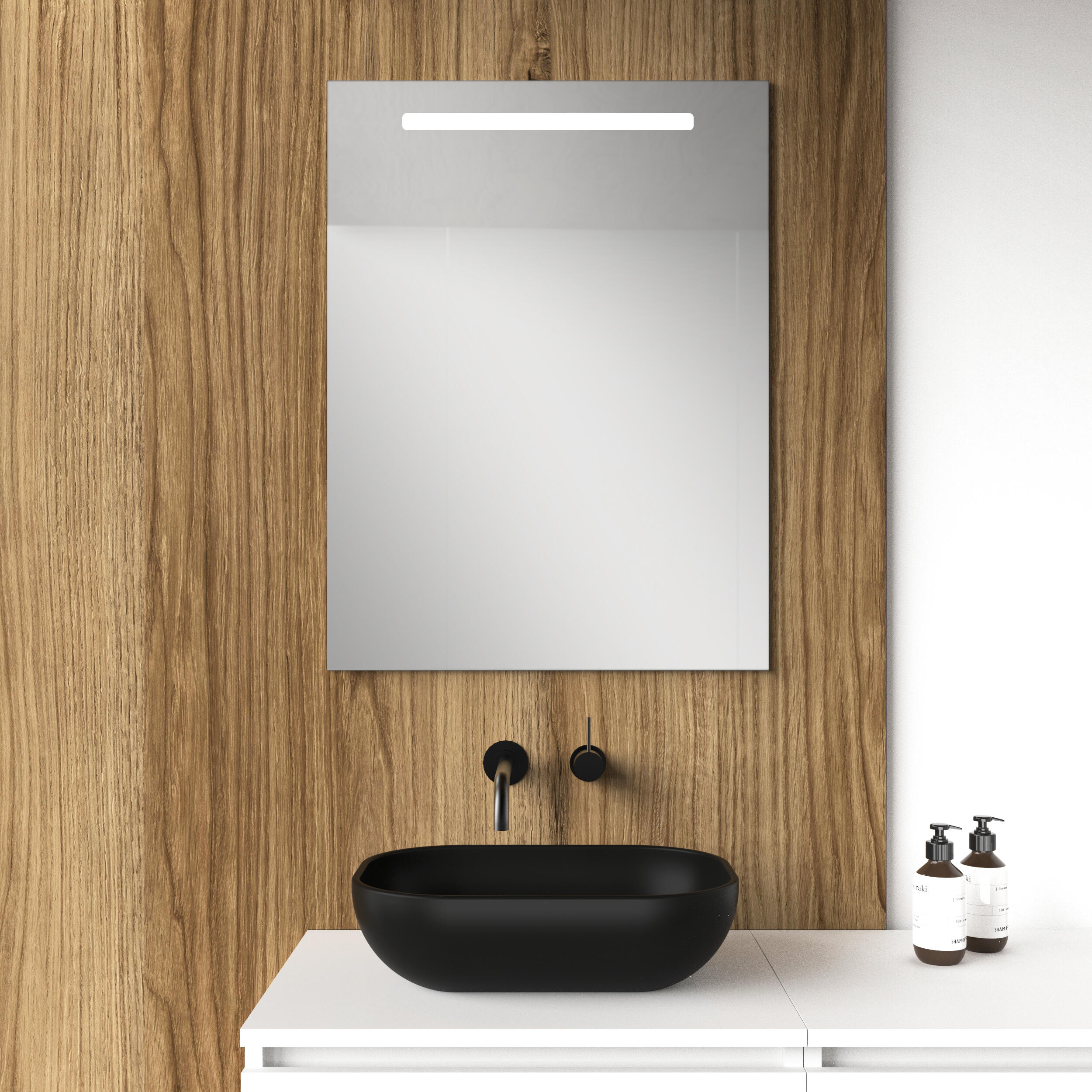 Espejo de baño con luz led horizontal 70x80 cm
