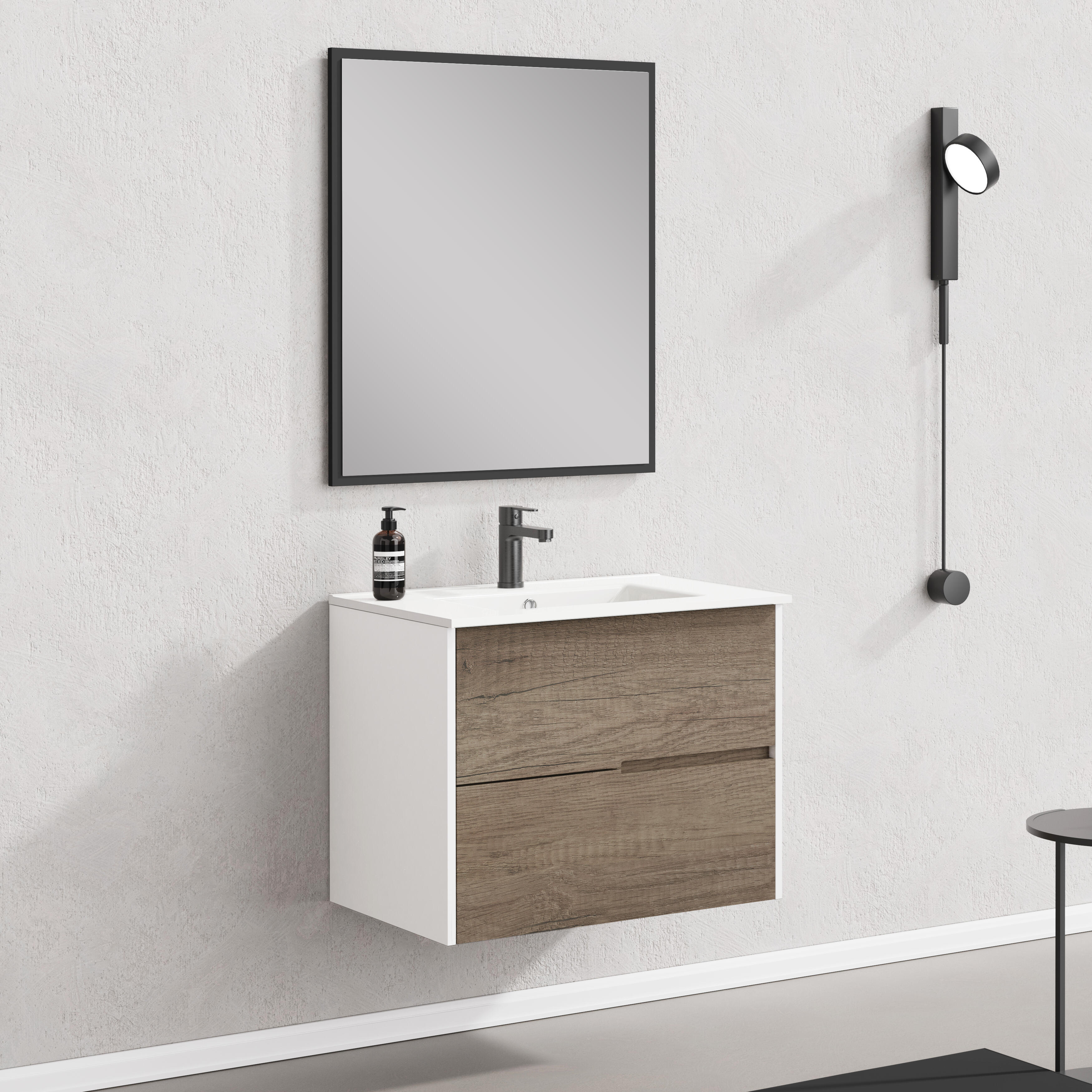 Espejo de baño marco madera 70x80 cm