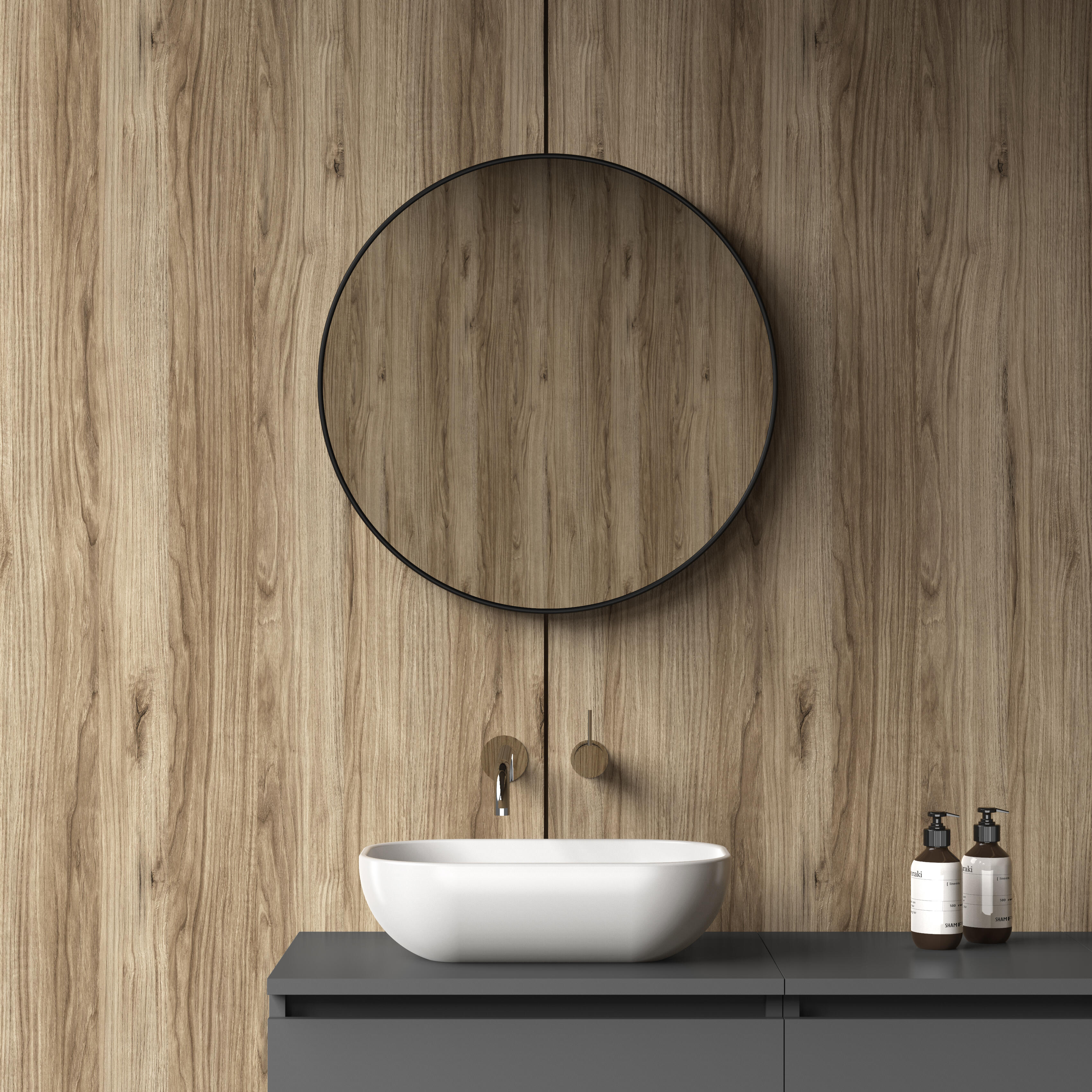 Espejo de baño marco metálico negro d60 cm