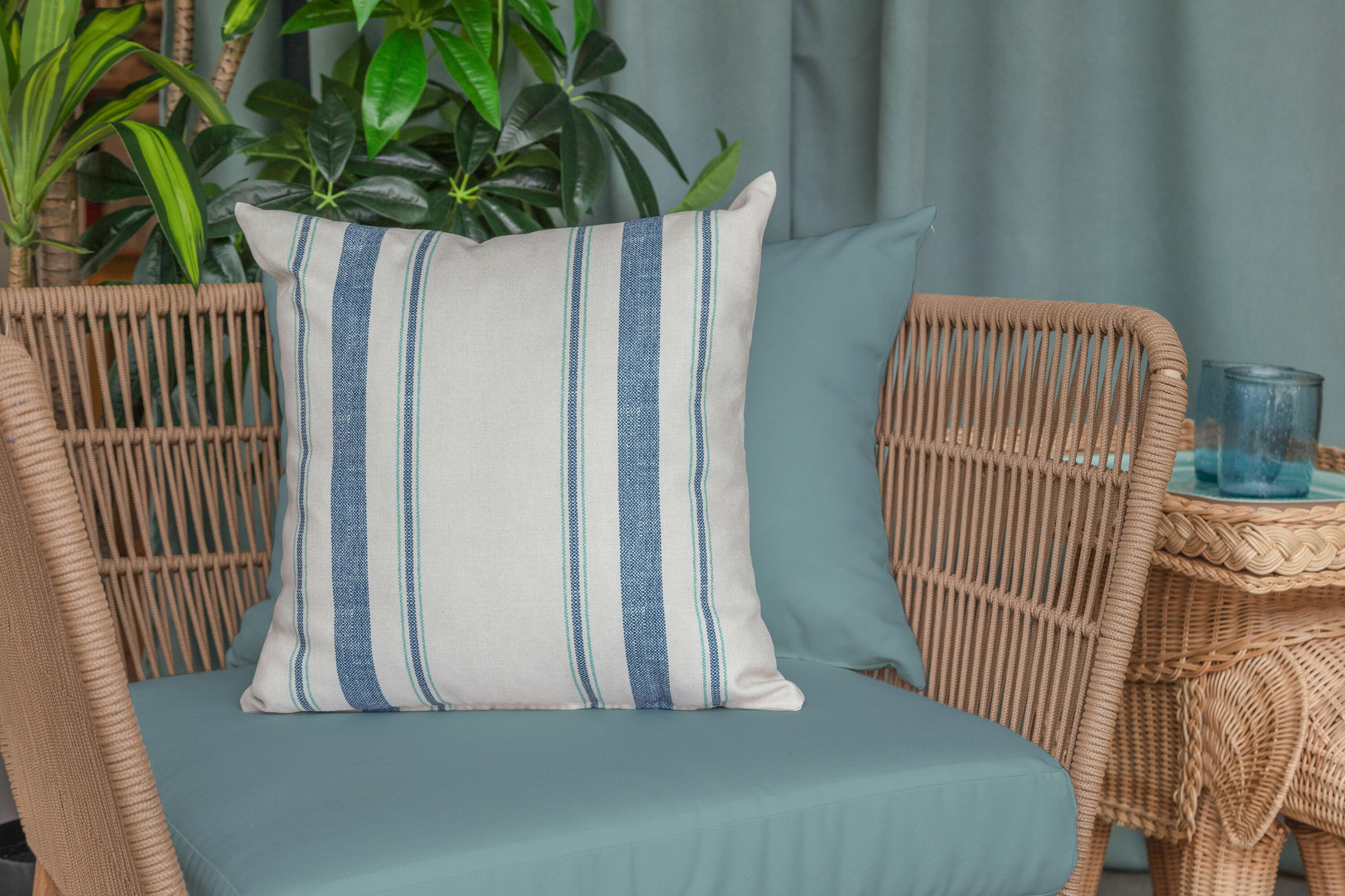 Cojín decorativo ext e int  Blue Times Fenway poliéster crudo, azul,agua 45x45cm - 8