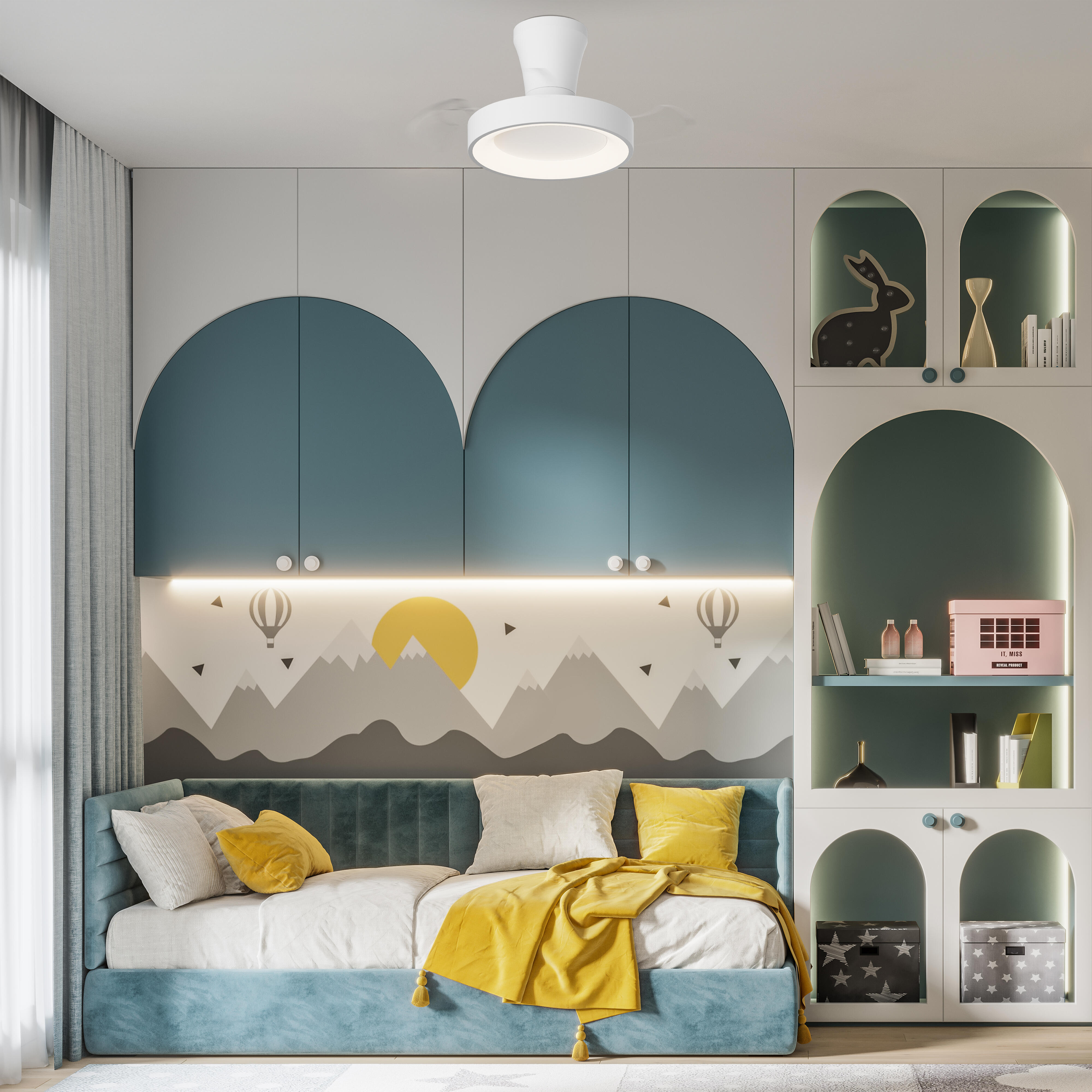 Ventilador de techo con luz silencioso DC 25W con mando ø71 cm Niseko MANTRA blanco luz CCT 3 aspas retráctiles tipo lámpara| 6 velocidades| modo verano/invierno| recomendado para <13m² - 4