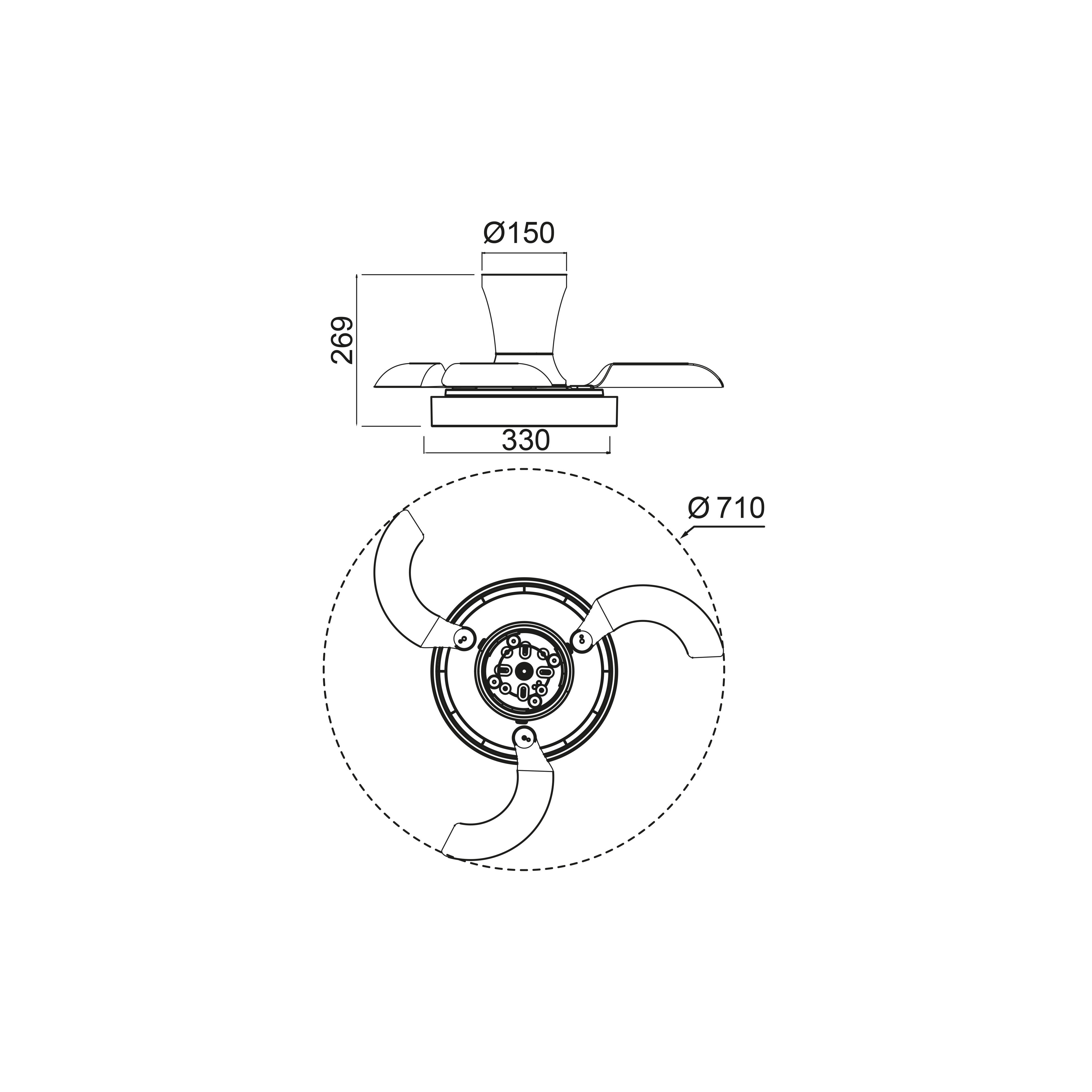 Ventilador de techo con luz silencioso DC 25W con mando ø71 cm Niseko MANTRA blanco luz CCT 3 aspas retráctiles tipo lámpara| 6 velocidades| modo verano/invierno| recomendado para <13m² - 9
