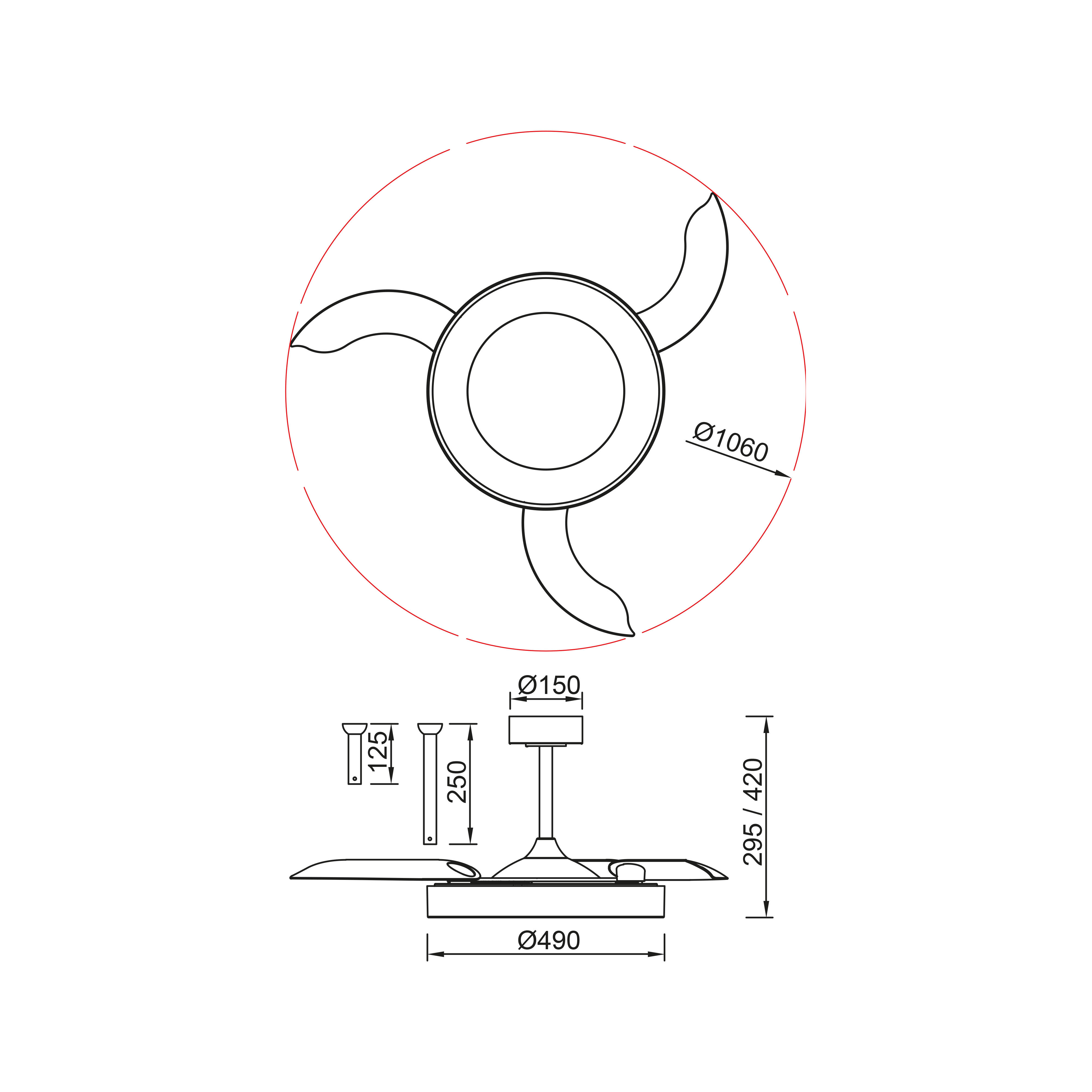 Ventilador de techo con luz silencioso DC 30W con mando ø106 cm Niseko MANTRA blanco luz CCT 3 aspas retráctiles tipo lámpara| 8 velocidades| modo verano/invierno| brisa| recomendado de 13 a 20m² - 9