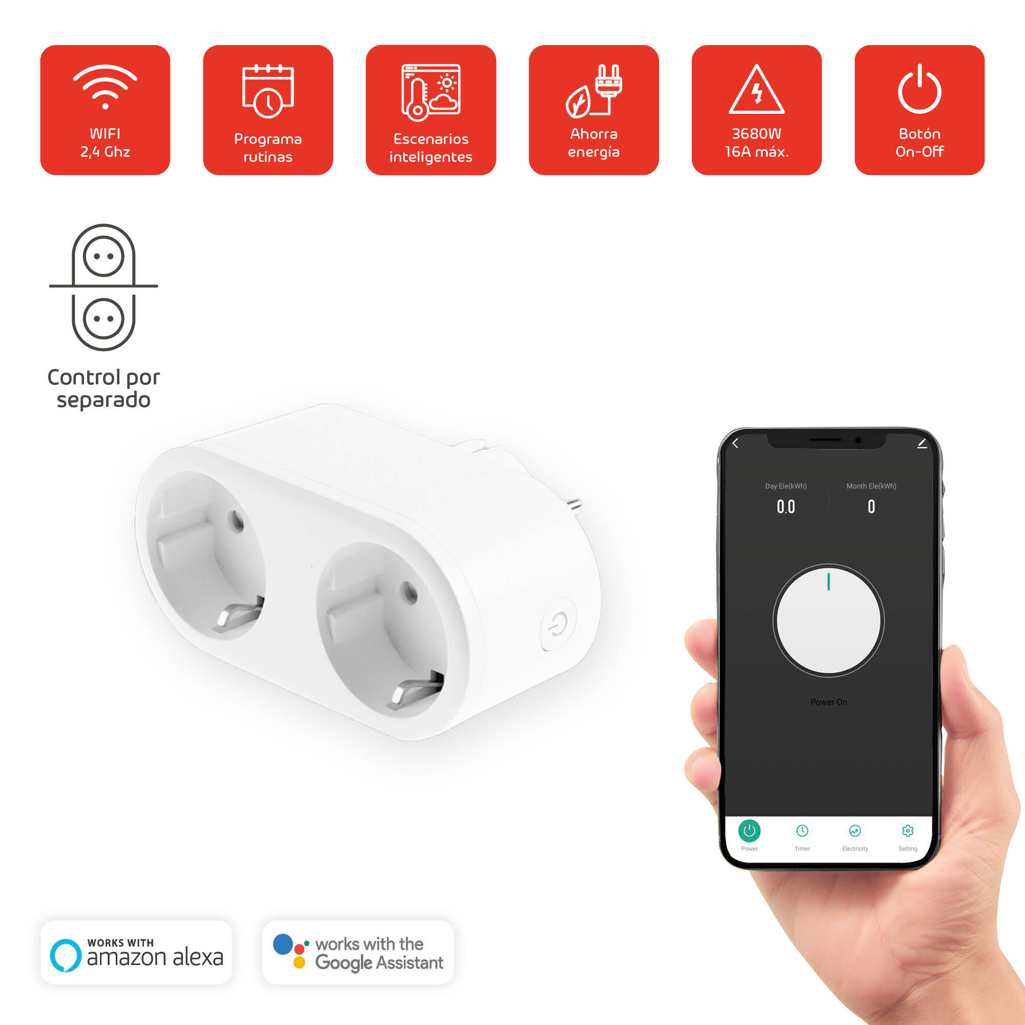 Tomada dupla wifi ENERGEEKS 16A - 7