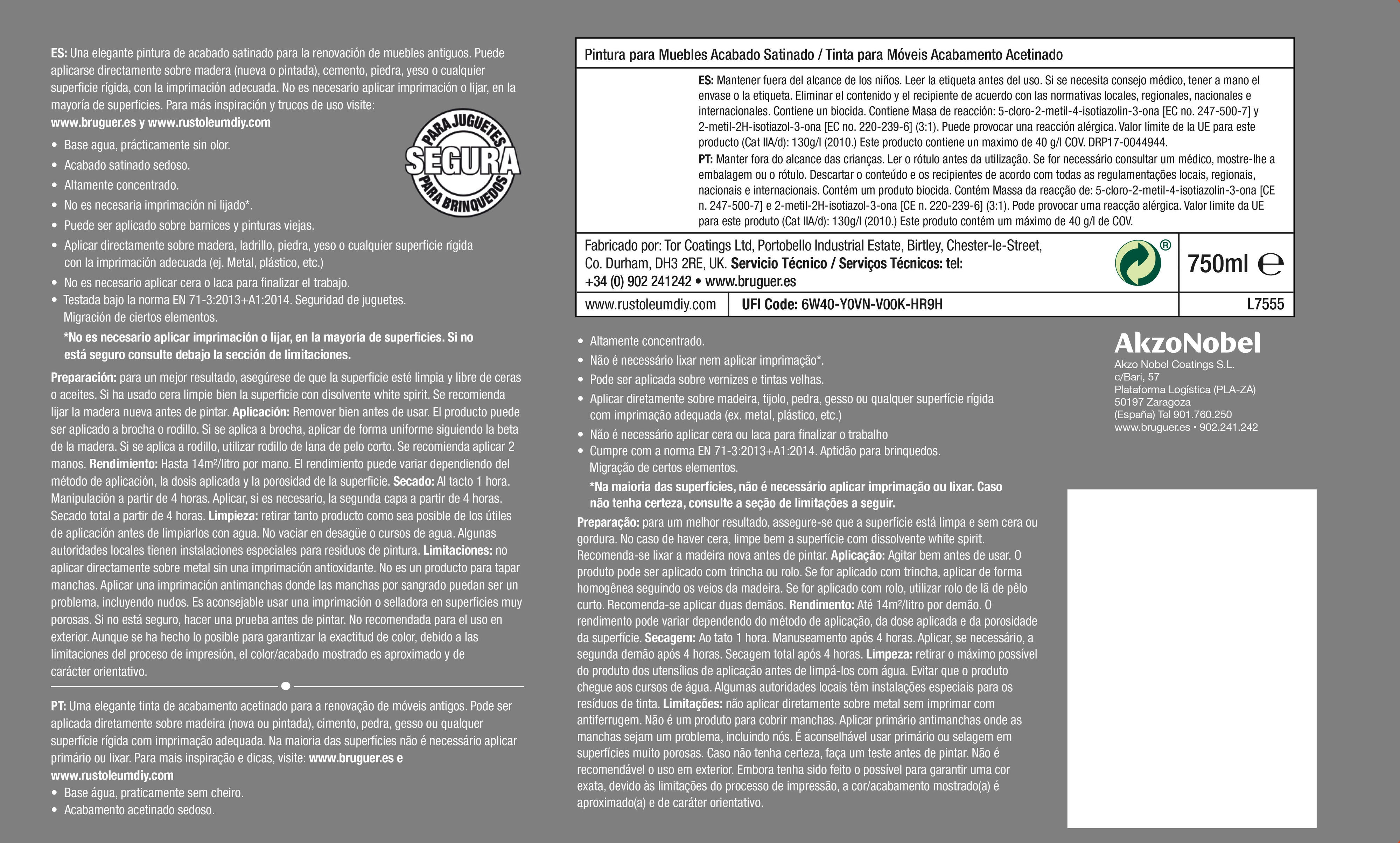 Pintura para muebles efecto satinado RUST-OLEUM 750 ml crema - 4