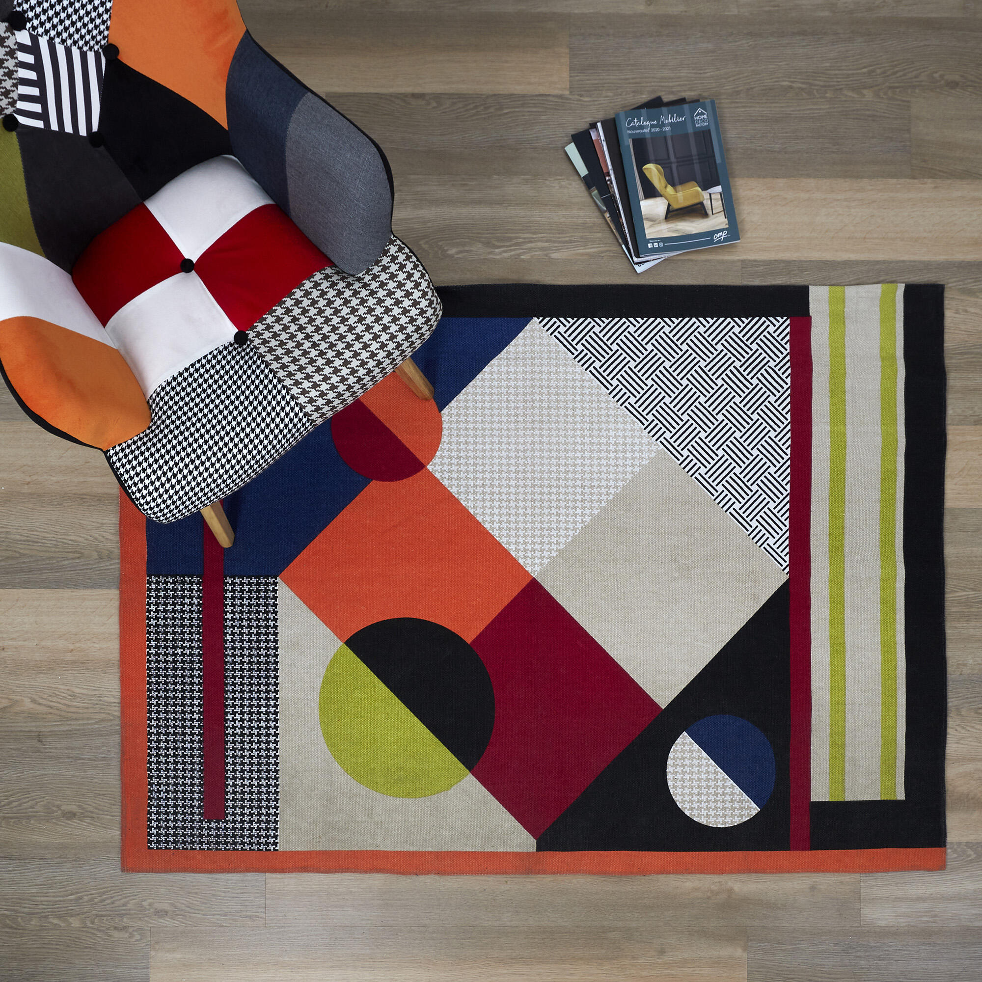 Alfombra de poliéster patchwork 120x170 cm