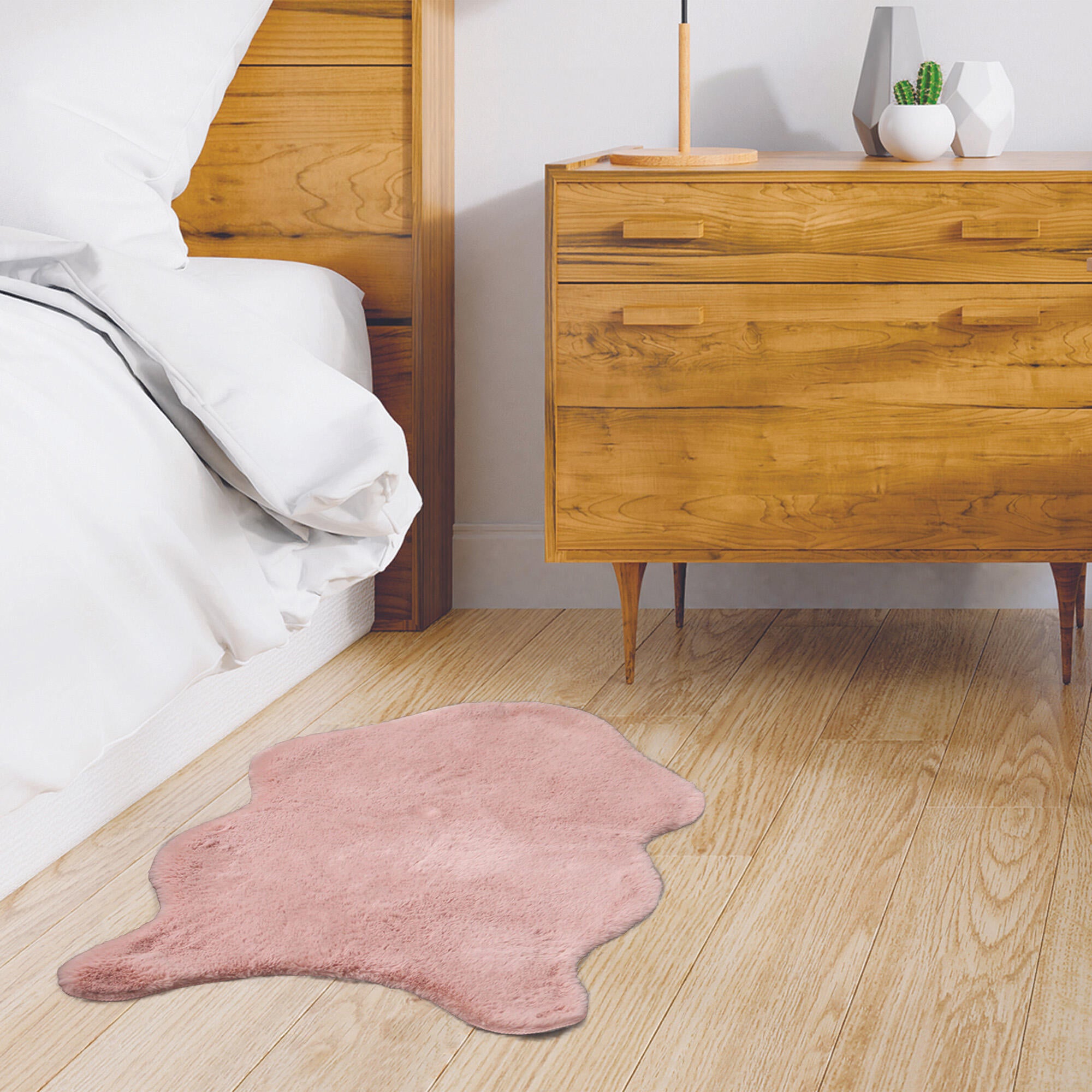 Alfombra de poliéster pelo fino 90x60 cm rosa