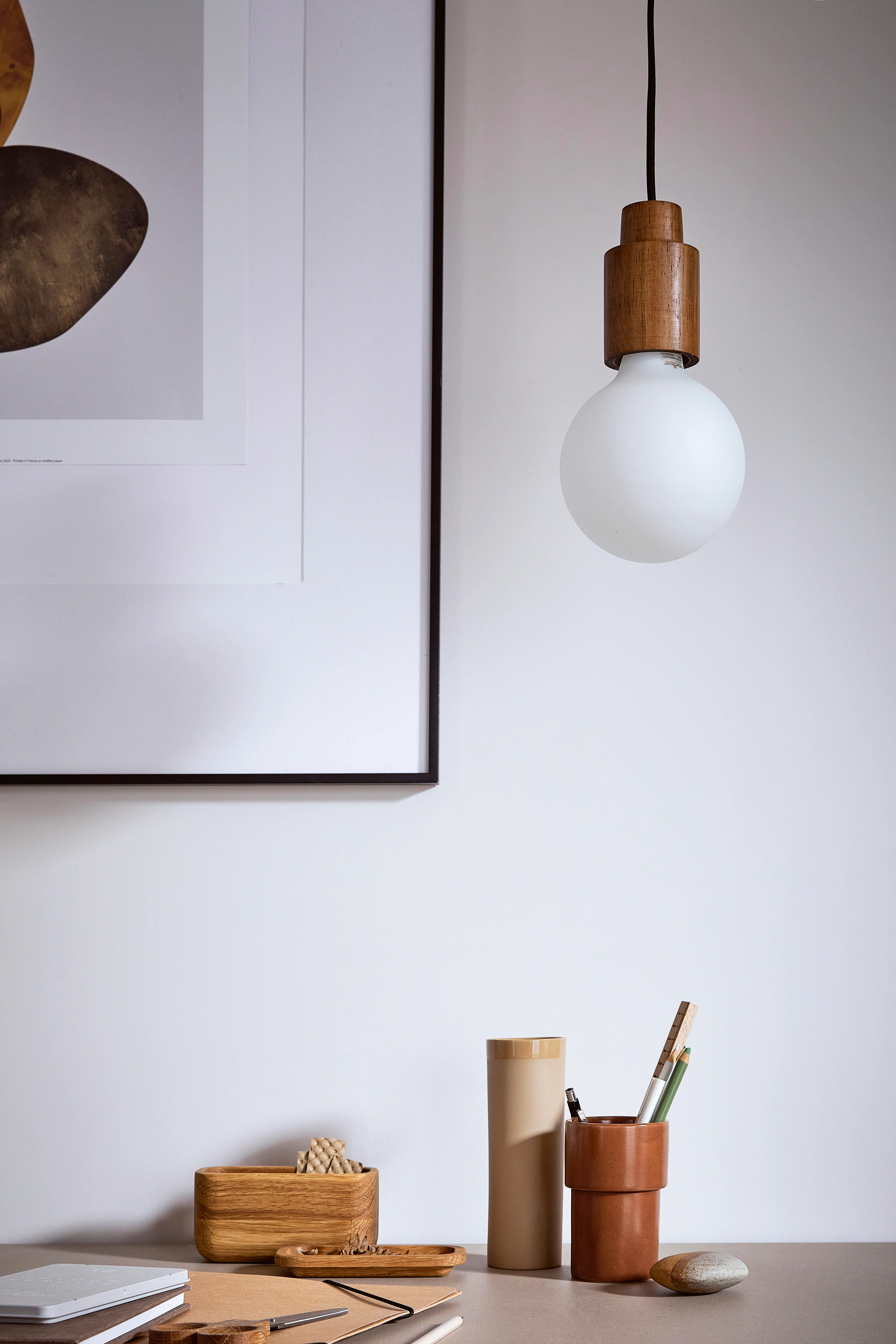 Suspension Bilbo bois, marron, Diam.12.5 cm INSPIRE, E27 - 2