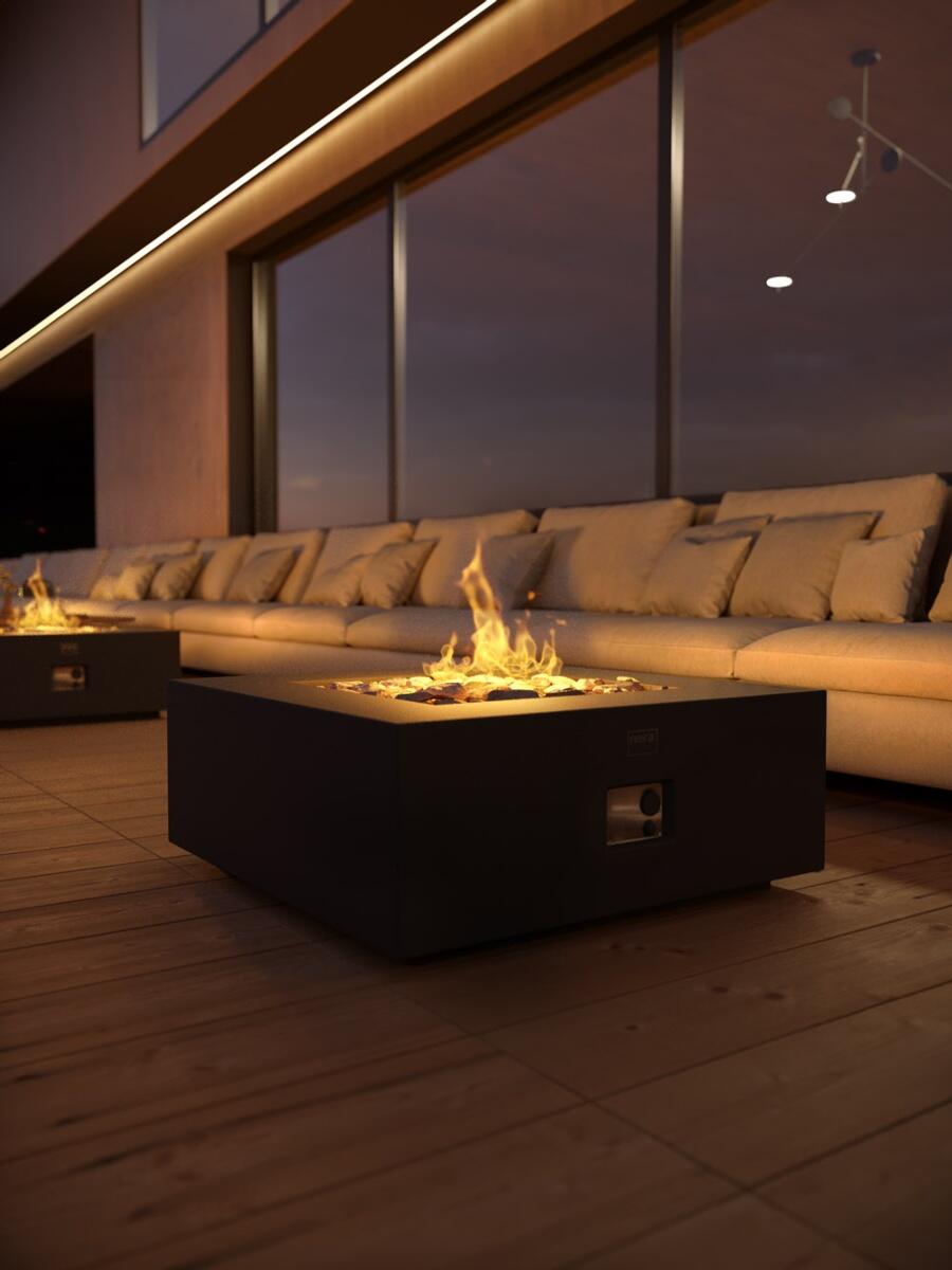 Mesa de exterior negra con brasero de gas LOA 16kw - 5