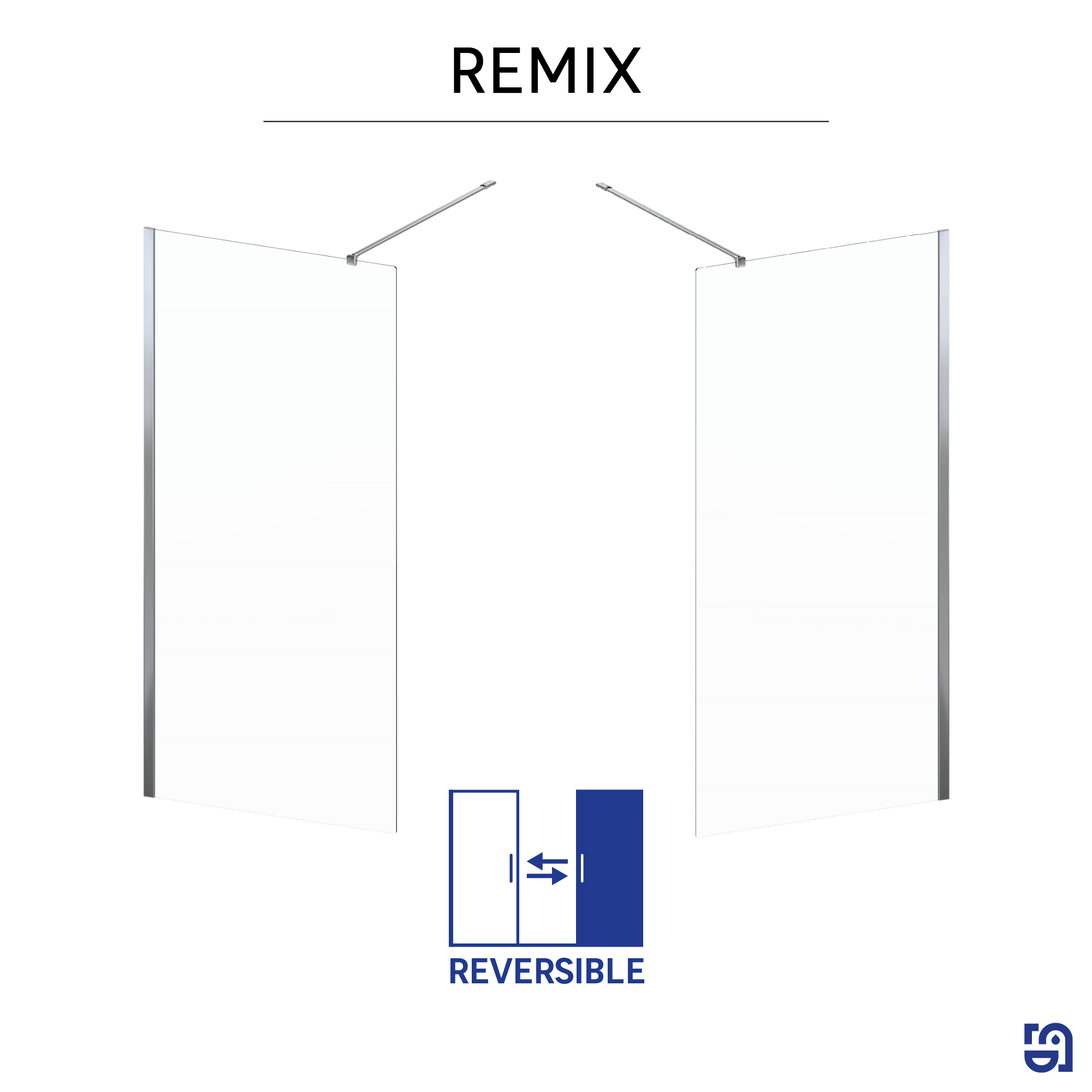 Mampara de ducha walk-in  Remix2 perfil cromo (86.5-88.5)x200 cm 8mm - 7