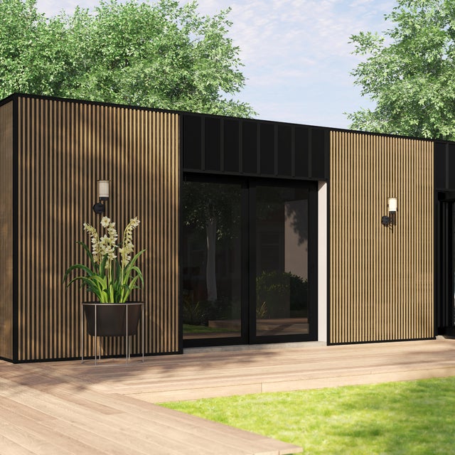 Bardage en panneau métal  effet claire-voie chêne  PROFIL ACIER FRANCE 36x250cm