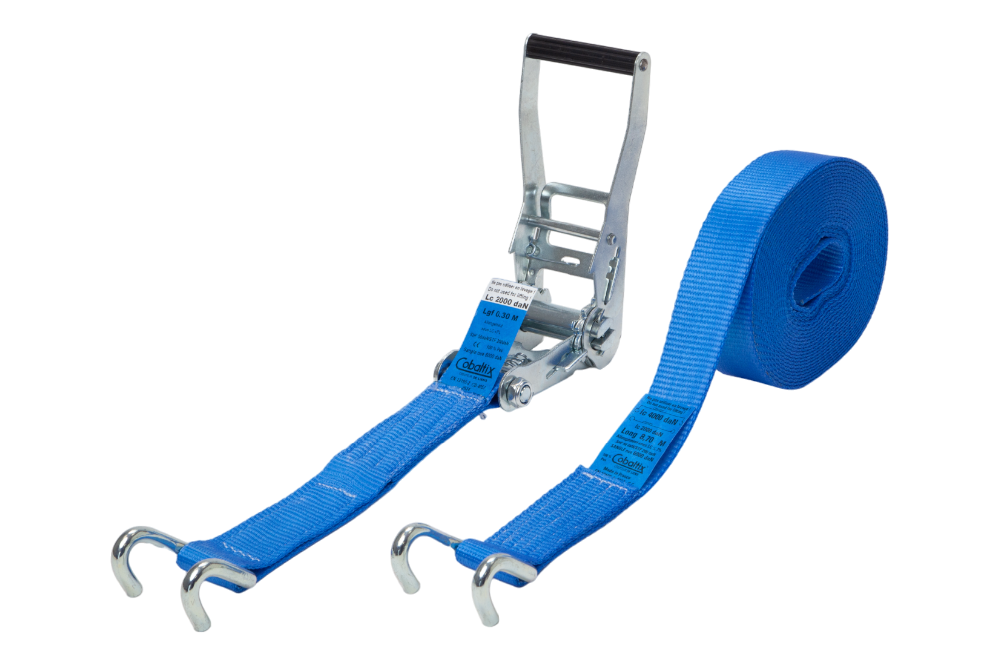 Sangle d'arrimage à cliquet Long. 15 m bleue - COBALTIX - 4
