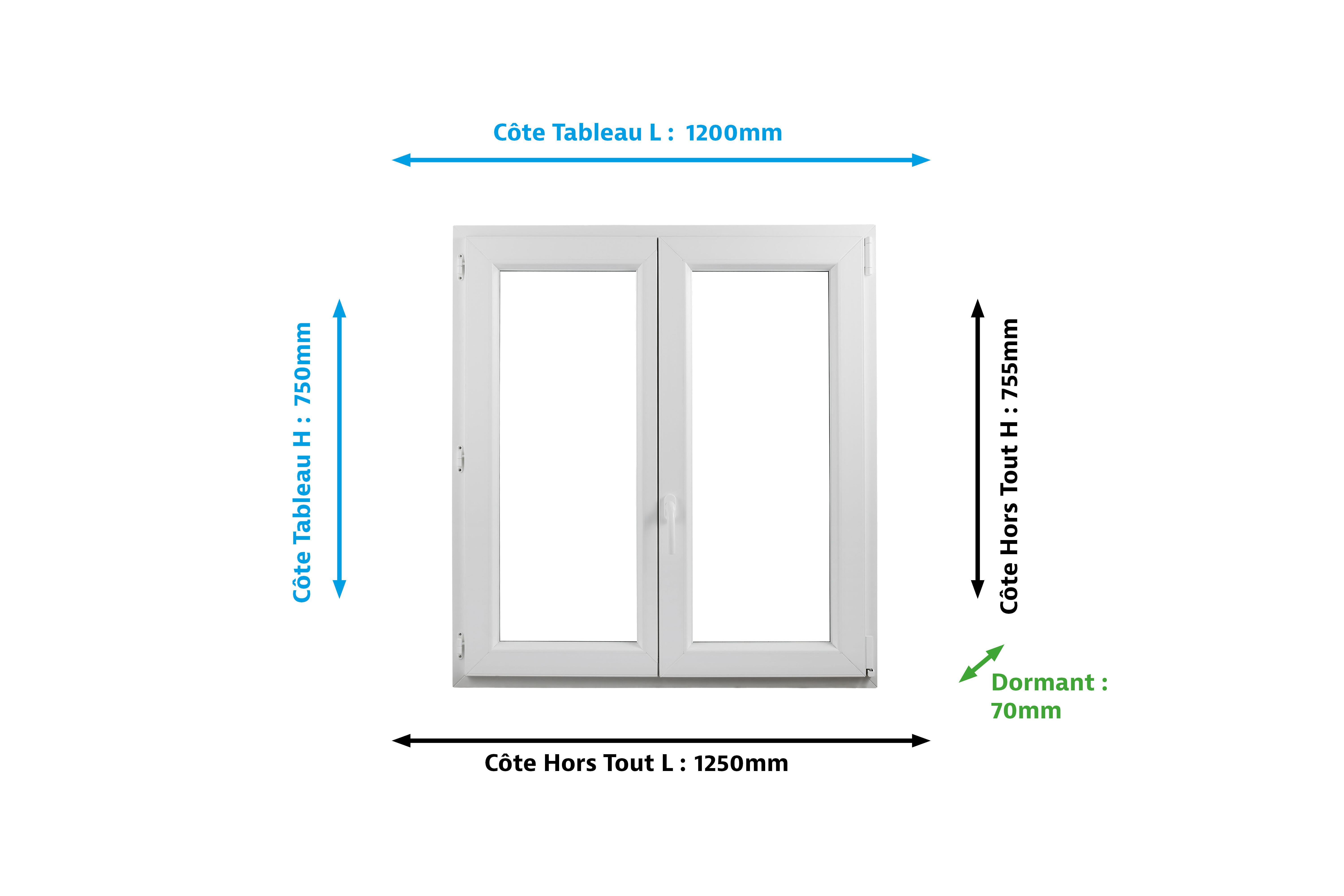 Fenêtre PVC H.75 x l.120 cm oscillo-battant 2 vantaux blanc - 4