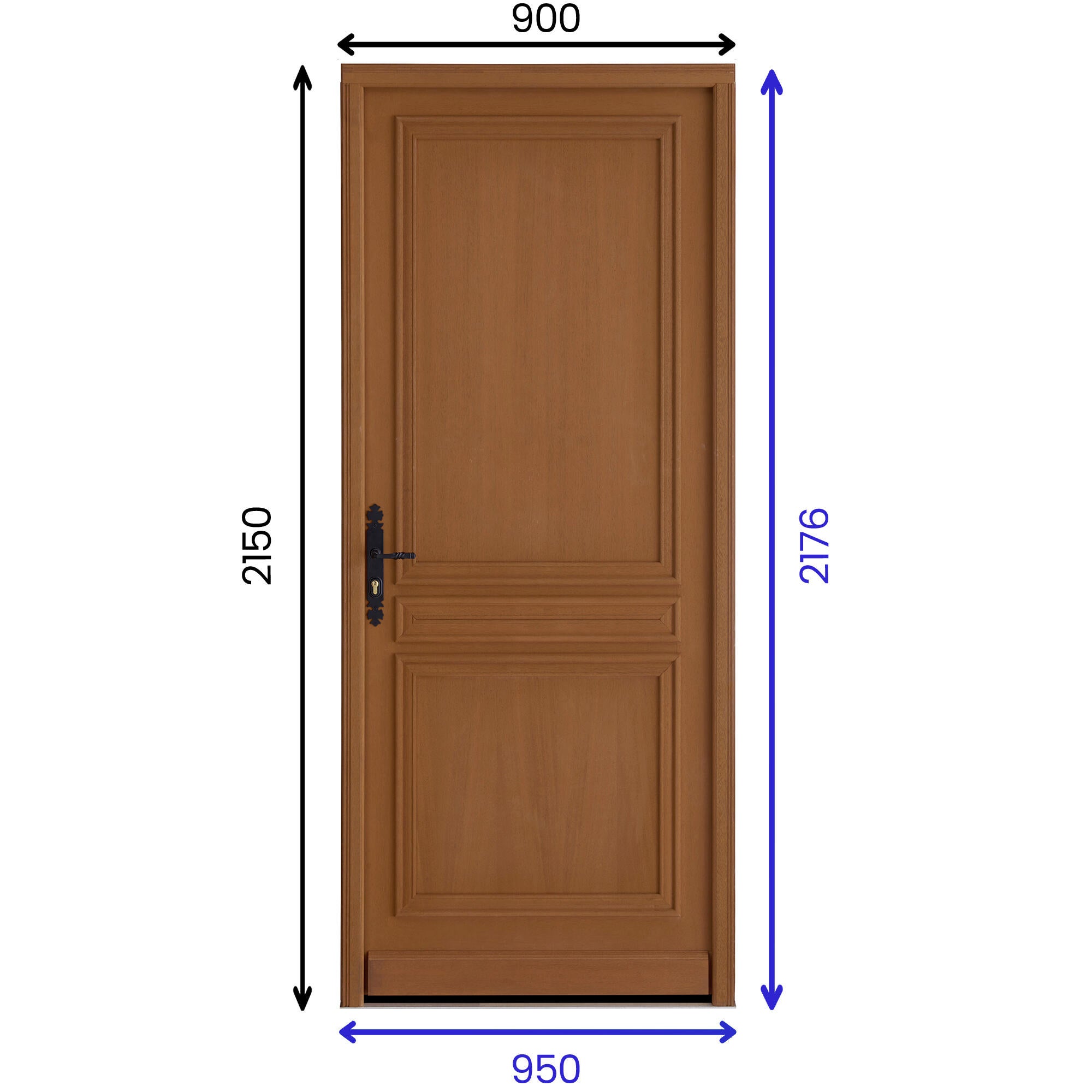 Porte d'entrée en bois poussant droit H.215 x l.90 cm Zola - GAM - 5