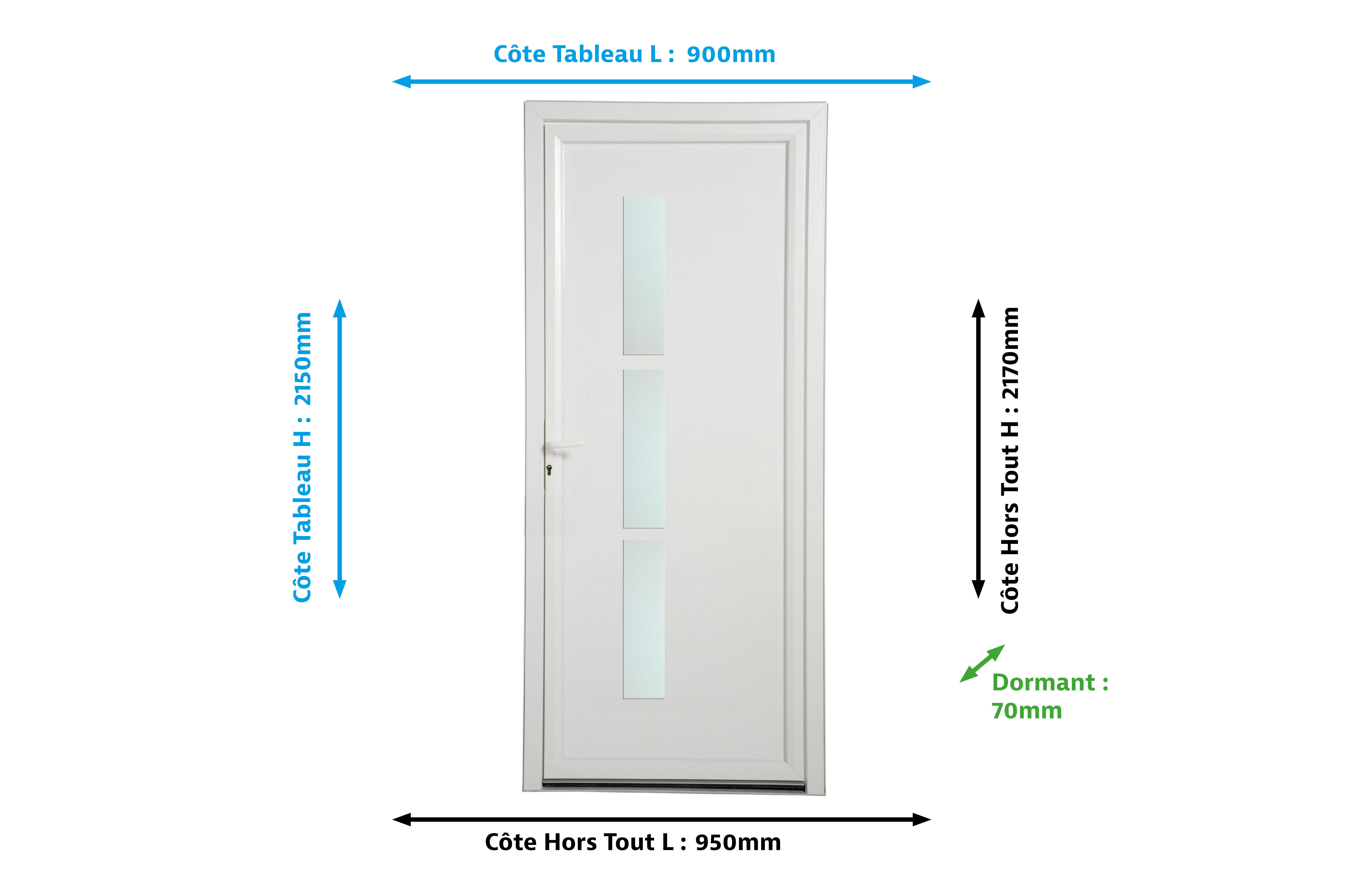 Porte d'entrée PVC Londres H.215 x l.90 cm poussant droit blanc - 2