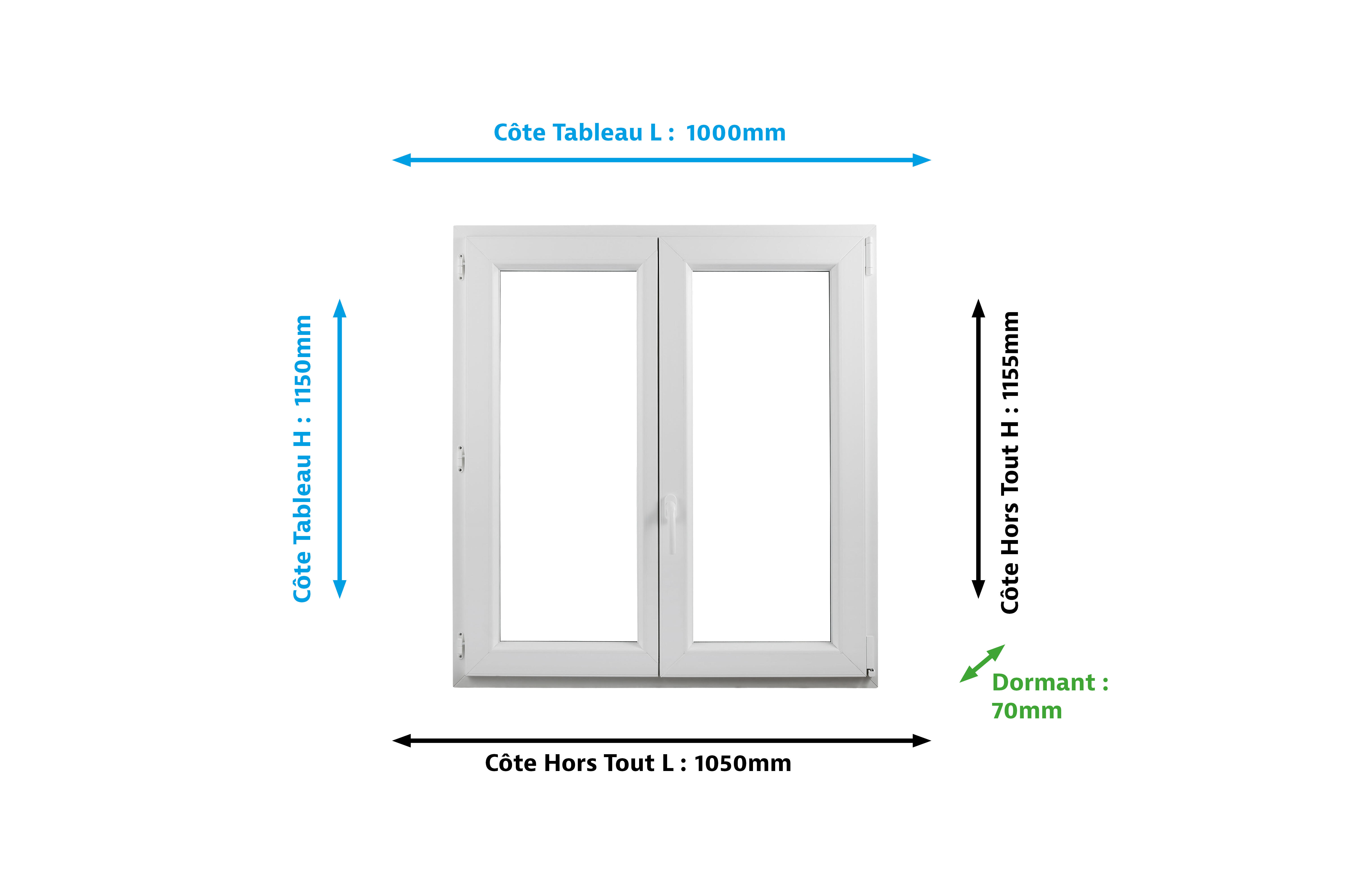 Fenêtre PVC H.115 x l.100 cm oscillo-battant 2 vantaux blanc - 2