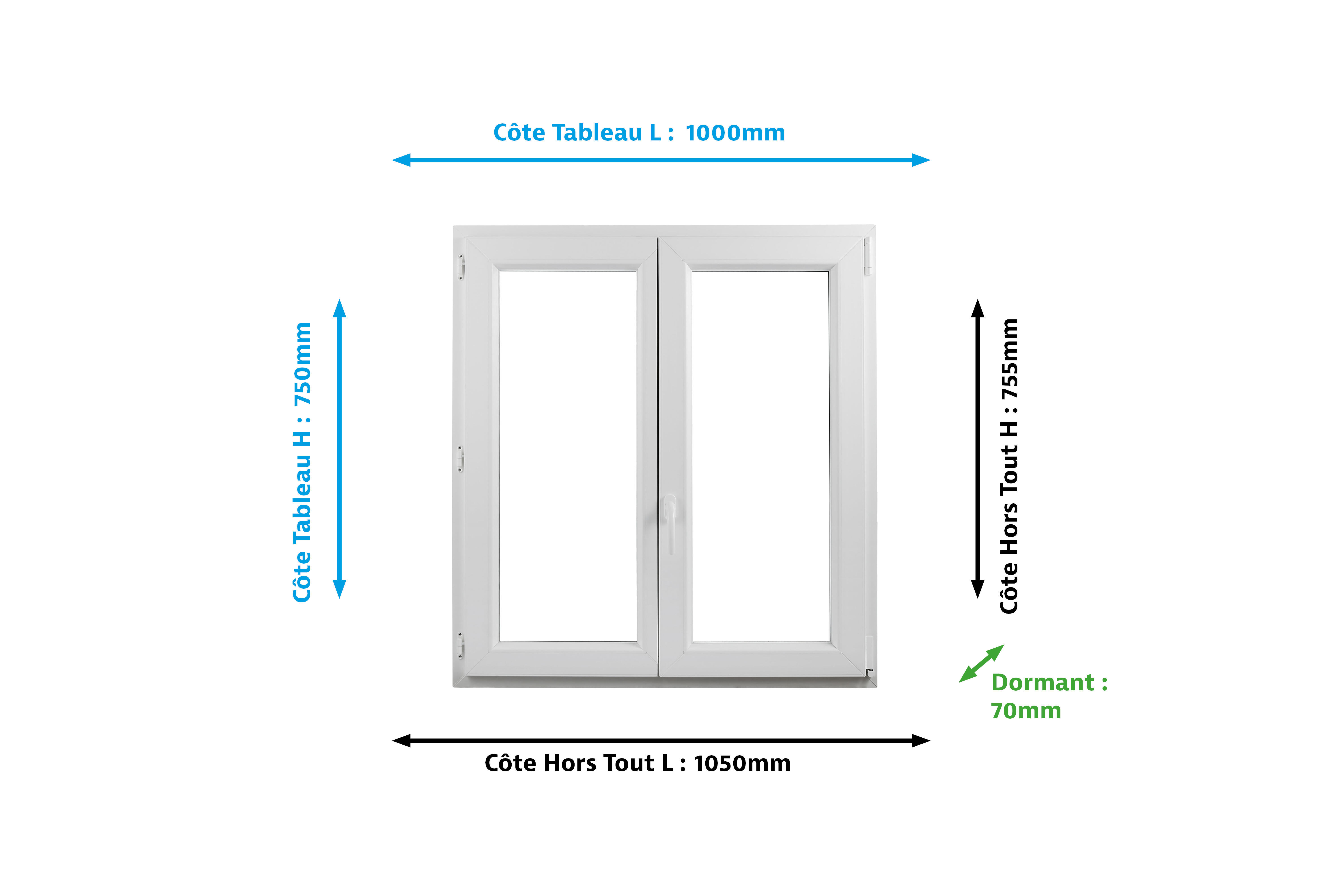 Fenêtre PVC H.75 x l.100 cm oscillo-battant 2 vantaux blanc - 2