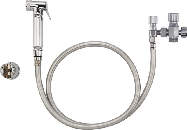 Kit hygiène pour les WC avec Douchette laiton chromé et robinet 3 voies 