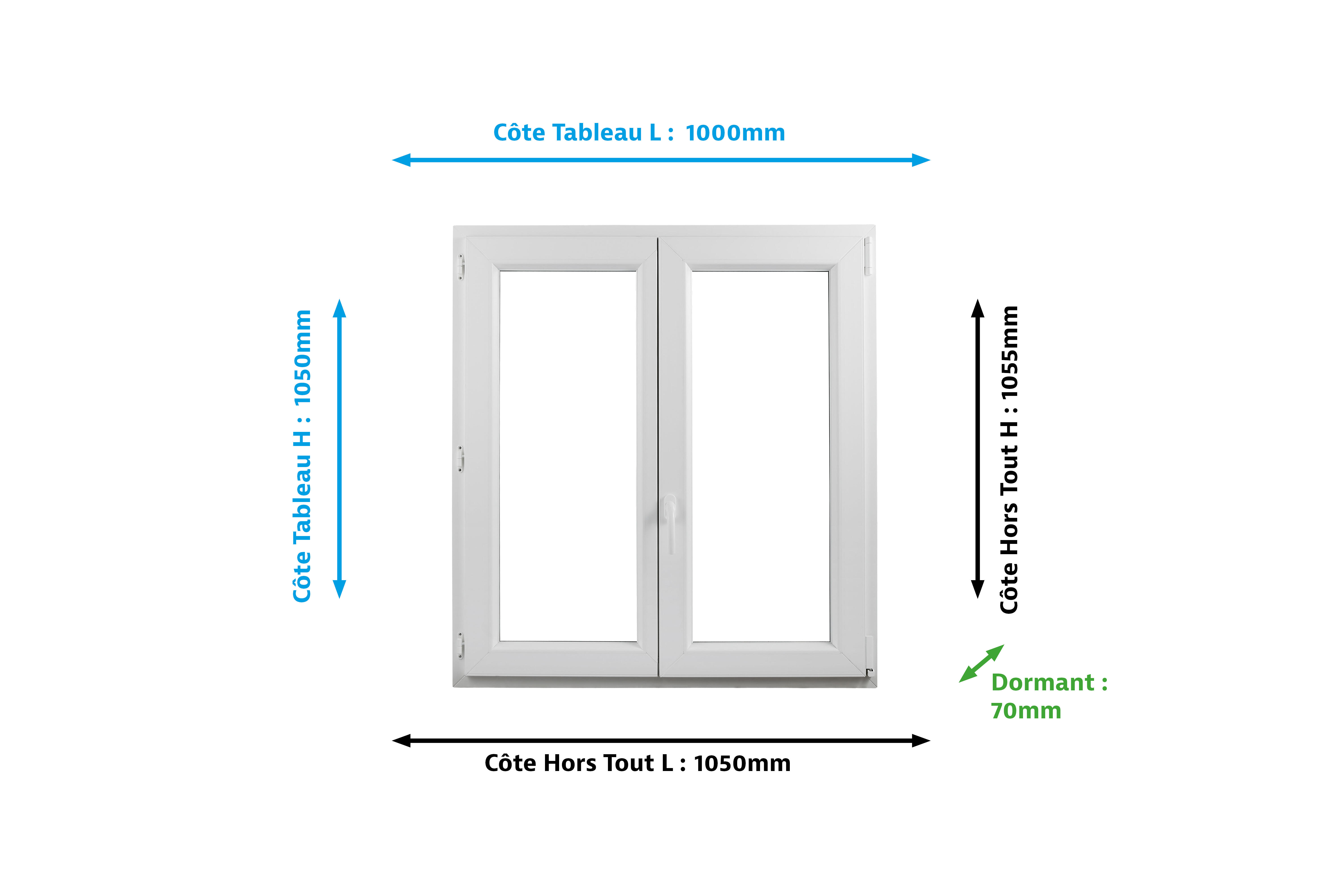 Fenêtre PVC H.105 x l.100 cm oscillo-battant 2 vantaux blanc - 2