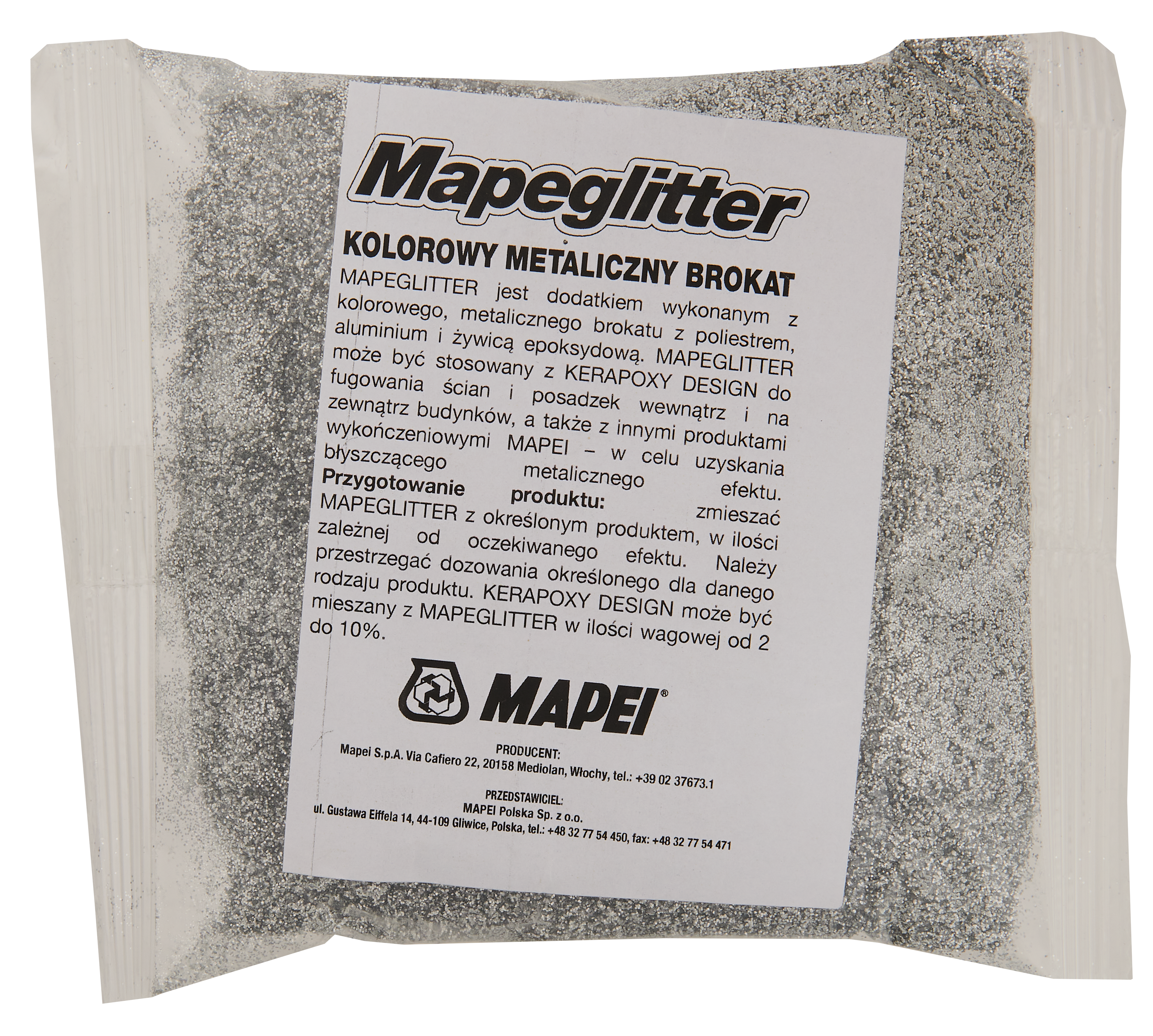 Brokat 90g do fug epoksydowych Mapeglitter Kerapoxy srebrny Mapei