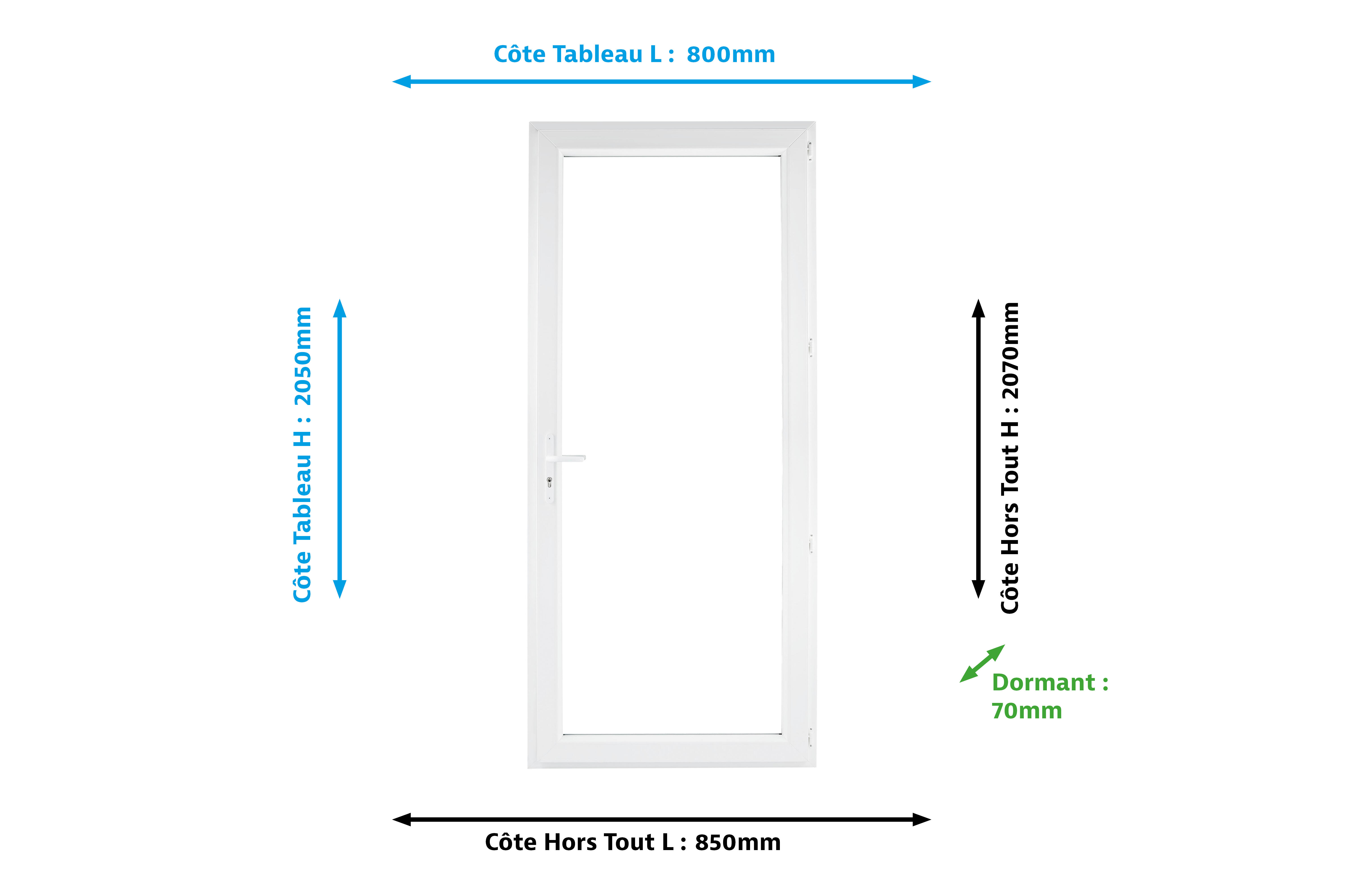 Porte-fenêtre PVC H.205 x l.80 cm 1 vantail tirant droit blanc - 2