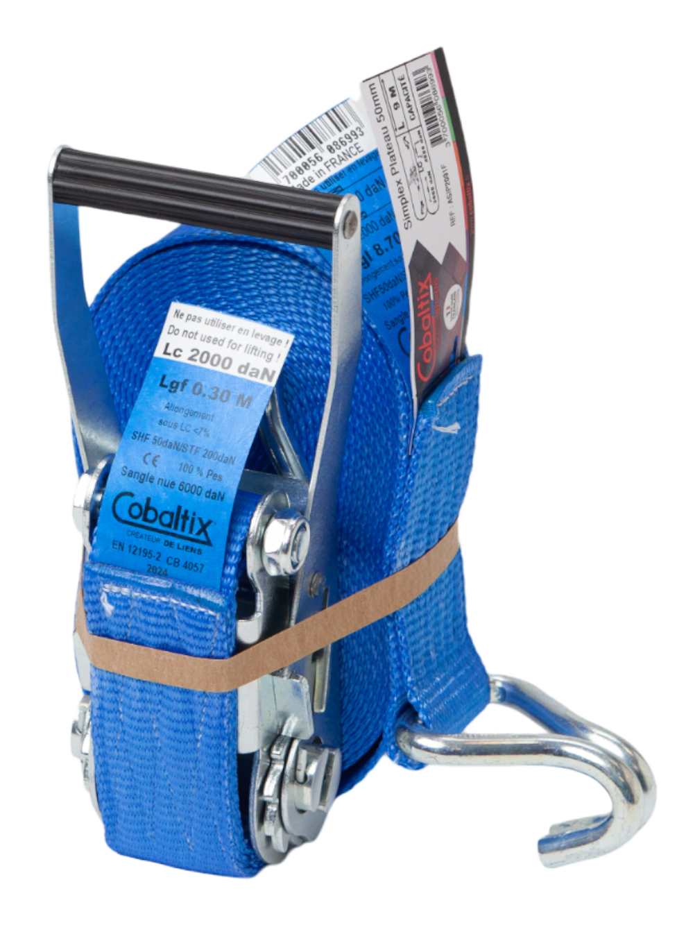 Sangle d'arrimage à cliquet Long. 6 m bleue - COBALTIX - 3