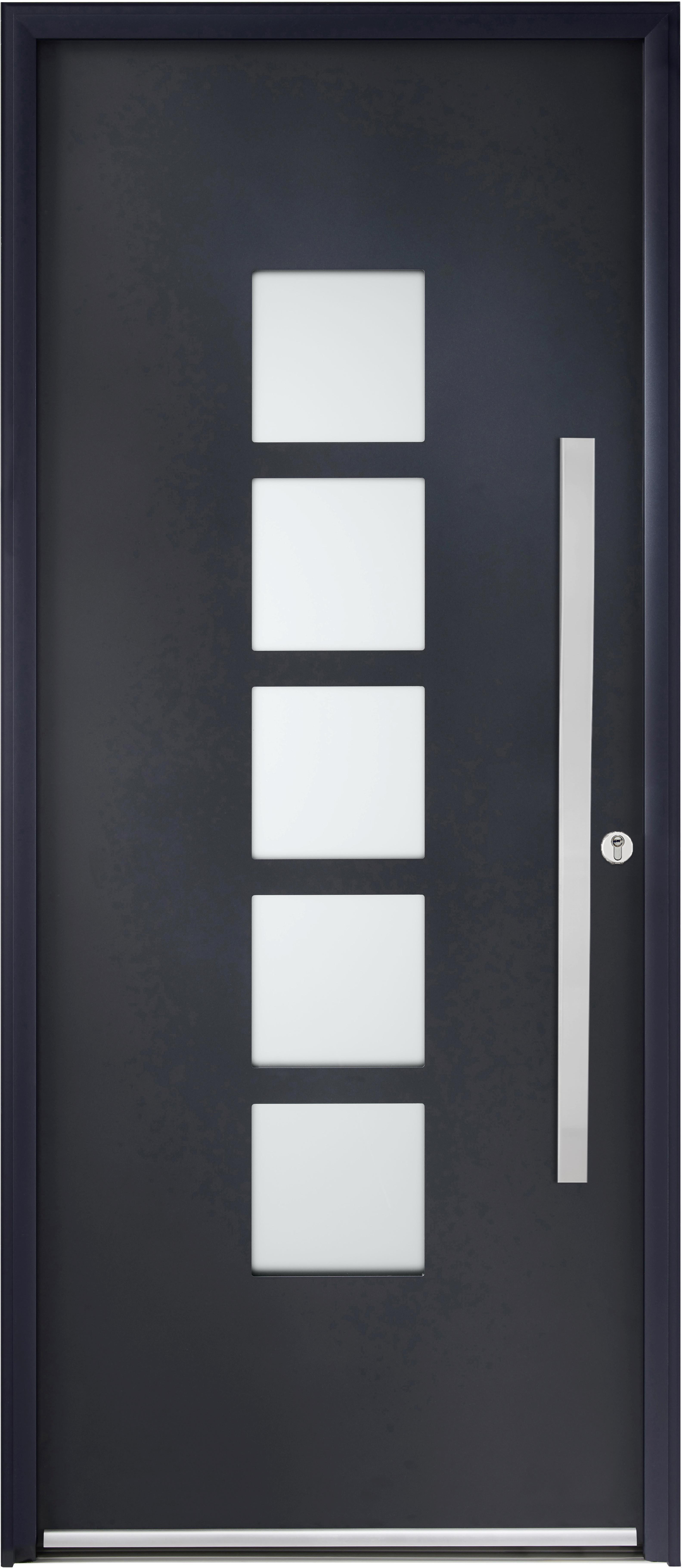 Porte d'entrée aluminium grise poussant gauche H.215 x l.90 cm Fuji - 2