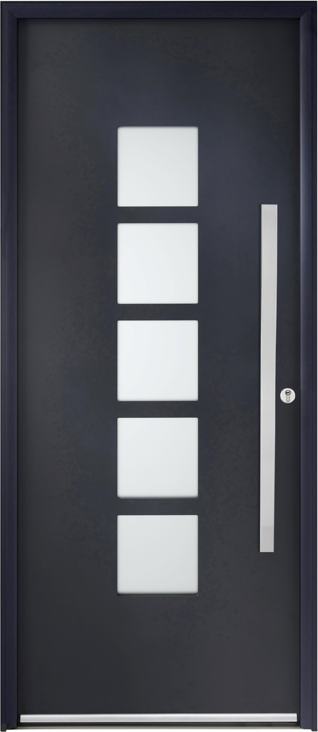Porte d'entrée aluminium grise poussant gauche H.215 x l.90 cm Fuji