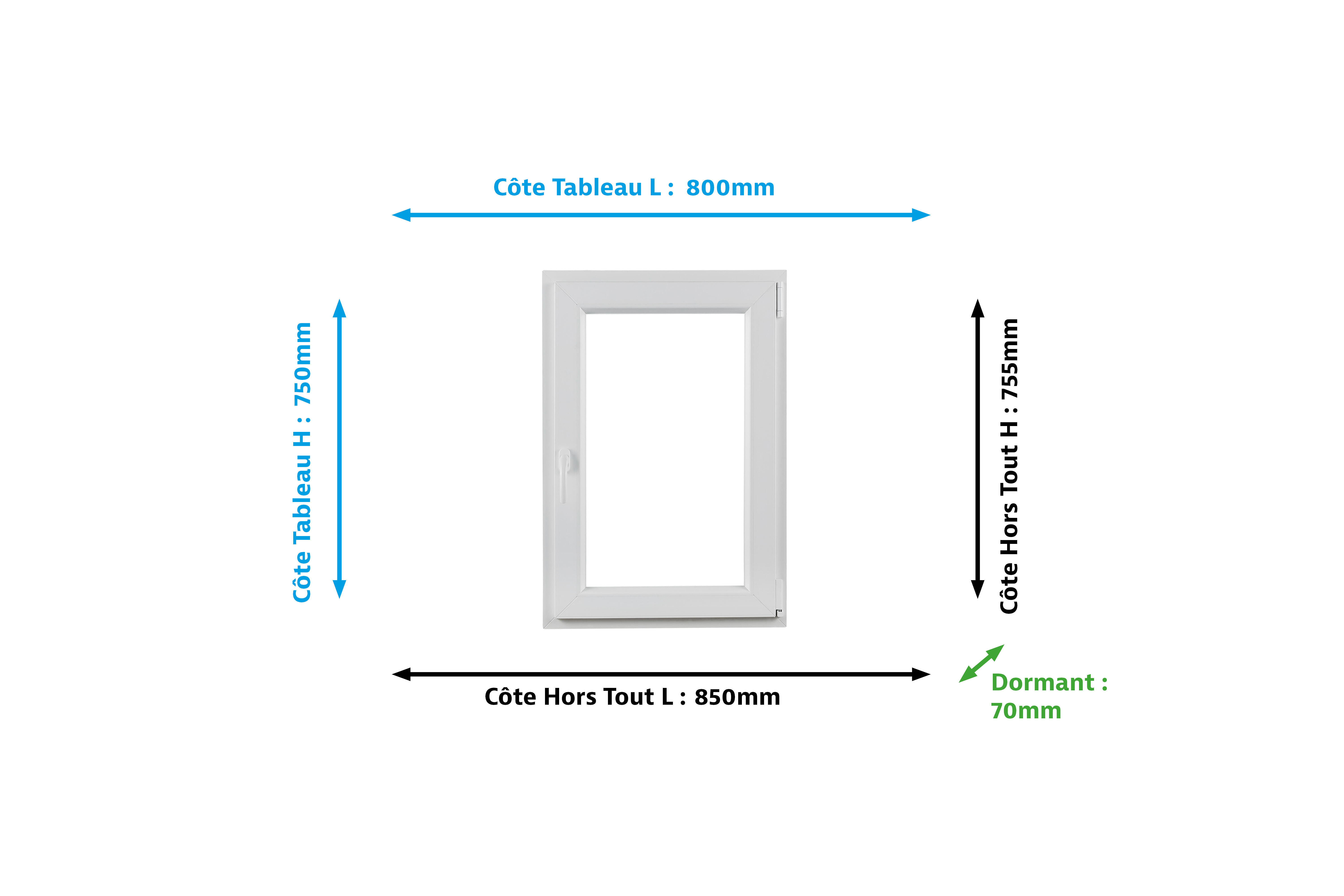 Fenêtre PVC H.75 x l.80 cm oscillo-battant 1 vantail tirant droit blanc - 2