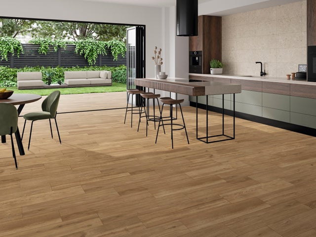 Carrelage de sol intérieur effet bois L.23 x L.120 cm - Evenwood Miel