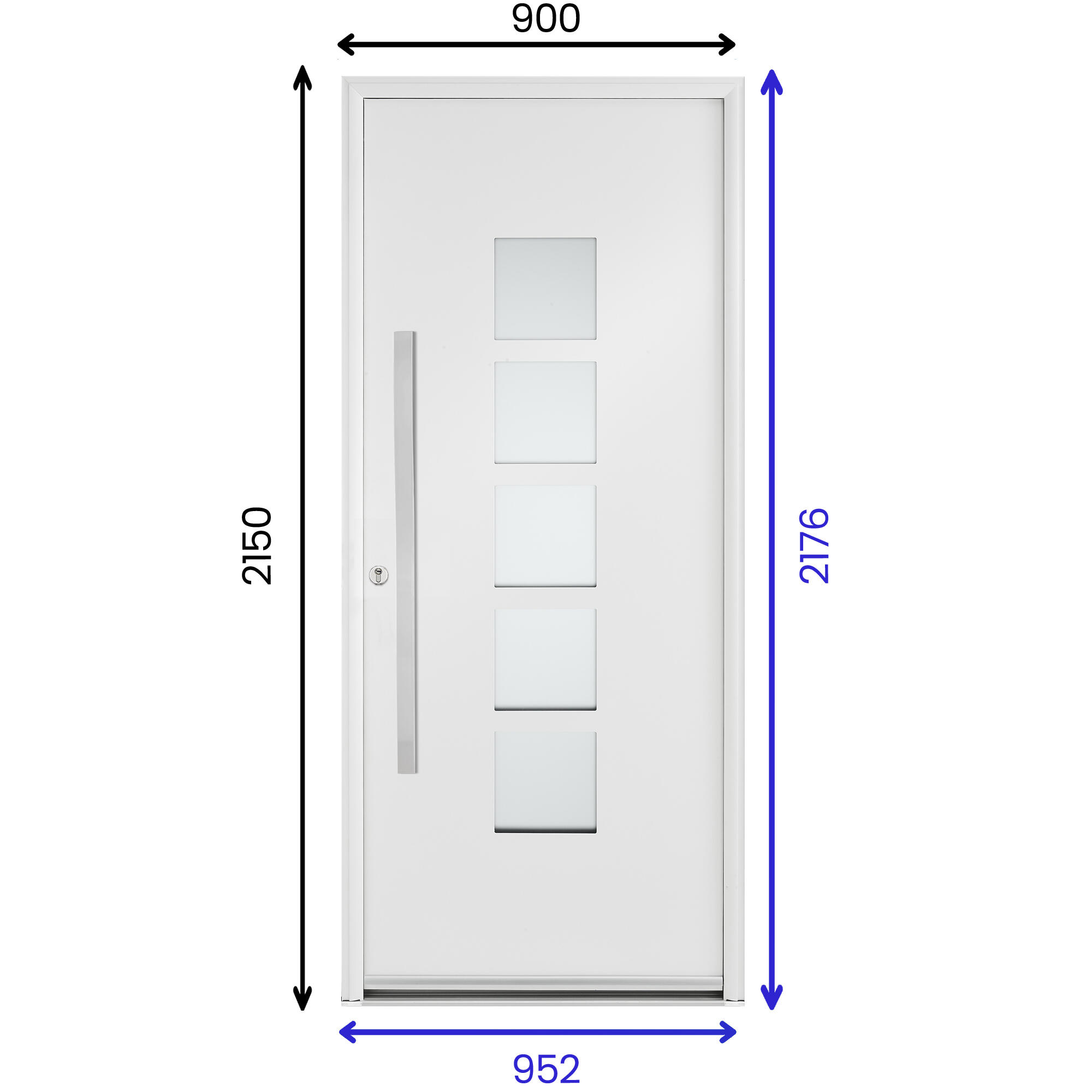 Porte d'entrée aluminium blanche poussant droit H.215 x l.90 cm Fuji - 3