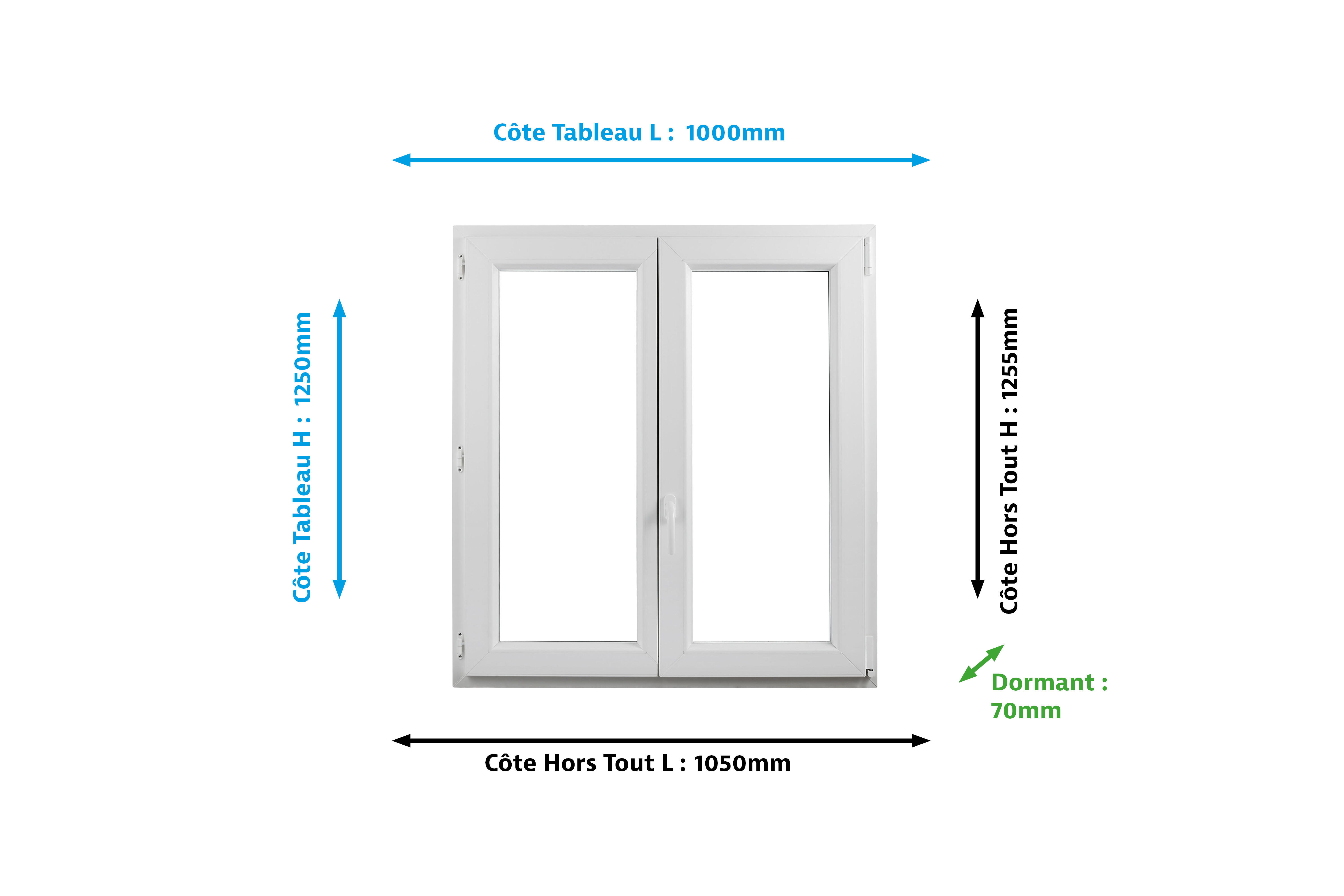 Fenêtre PVC H.125 x l.100 cm oscillo-battant 2 vantaux blanc - 2