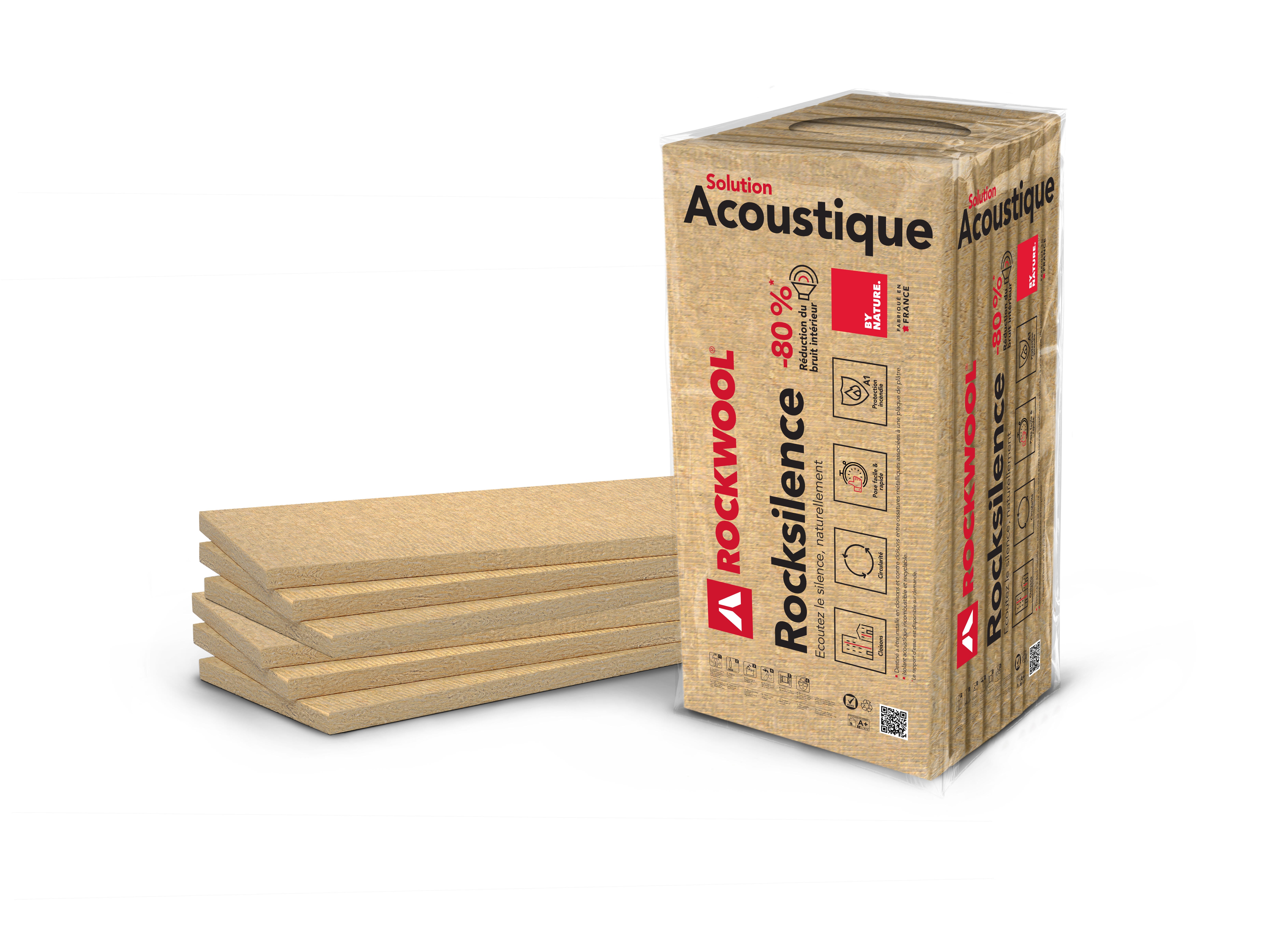 Lot de 8 panneaux laine de roche phonique rocksilence - Ep.40 mm lambda 34 R=1,35 L.120 x l.60 cm - ROCKWOOL - 2