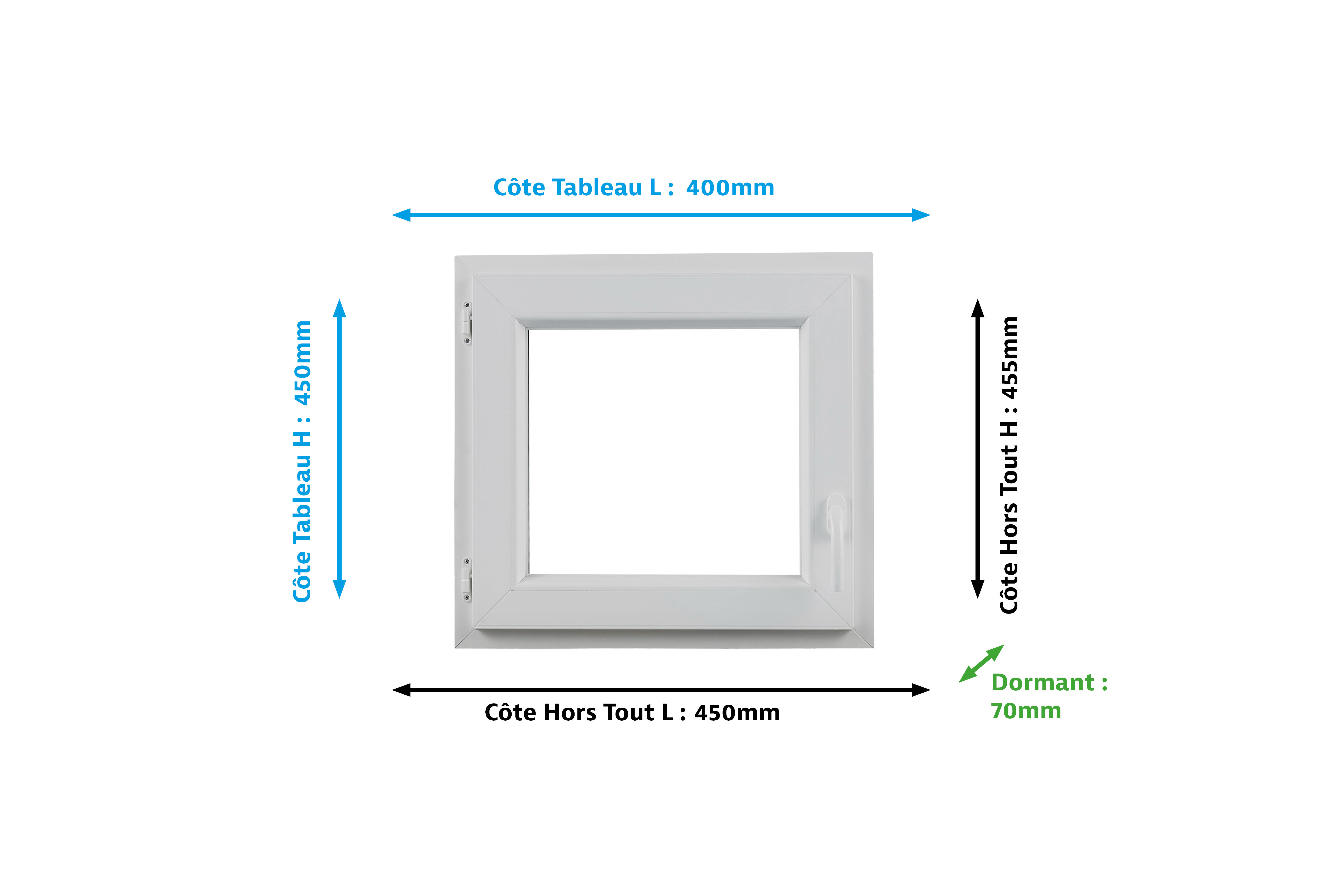 Fenêtre PVC H.45 x l.40 cm 1 vantail tirant gauche blanc - 2