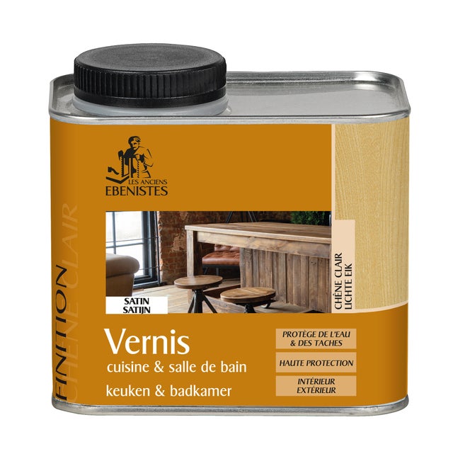 Vernis bois salle de bain satin chêne clair 450 ml- LES ANCIENS EBENISTES