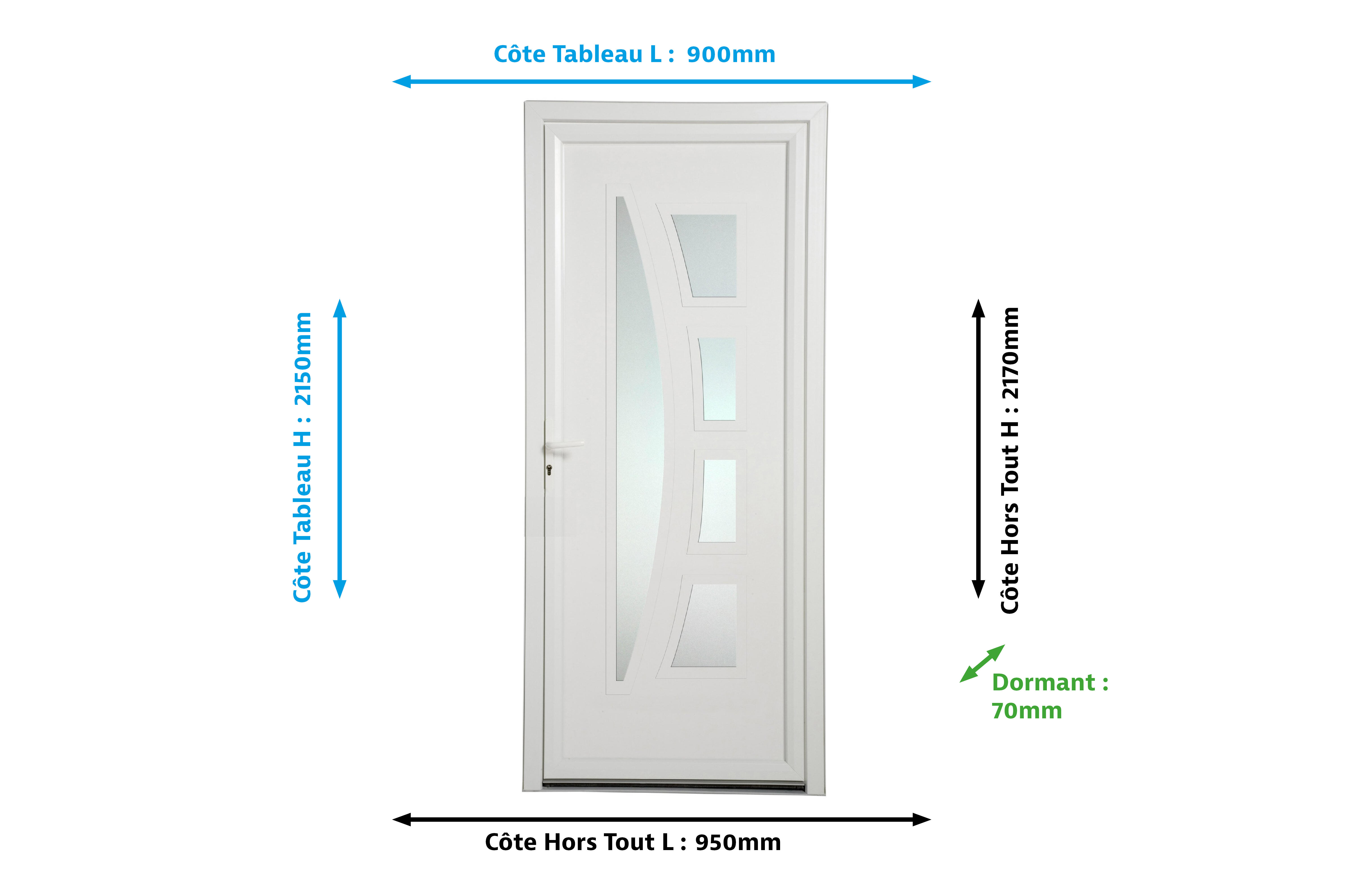 Porte d'entrée PVC Dublin H.215 x l.90 cm poussant droit blanc - 5
