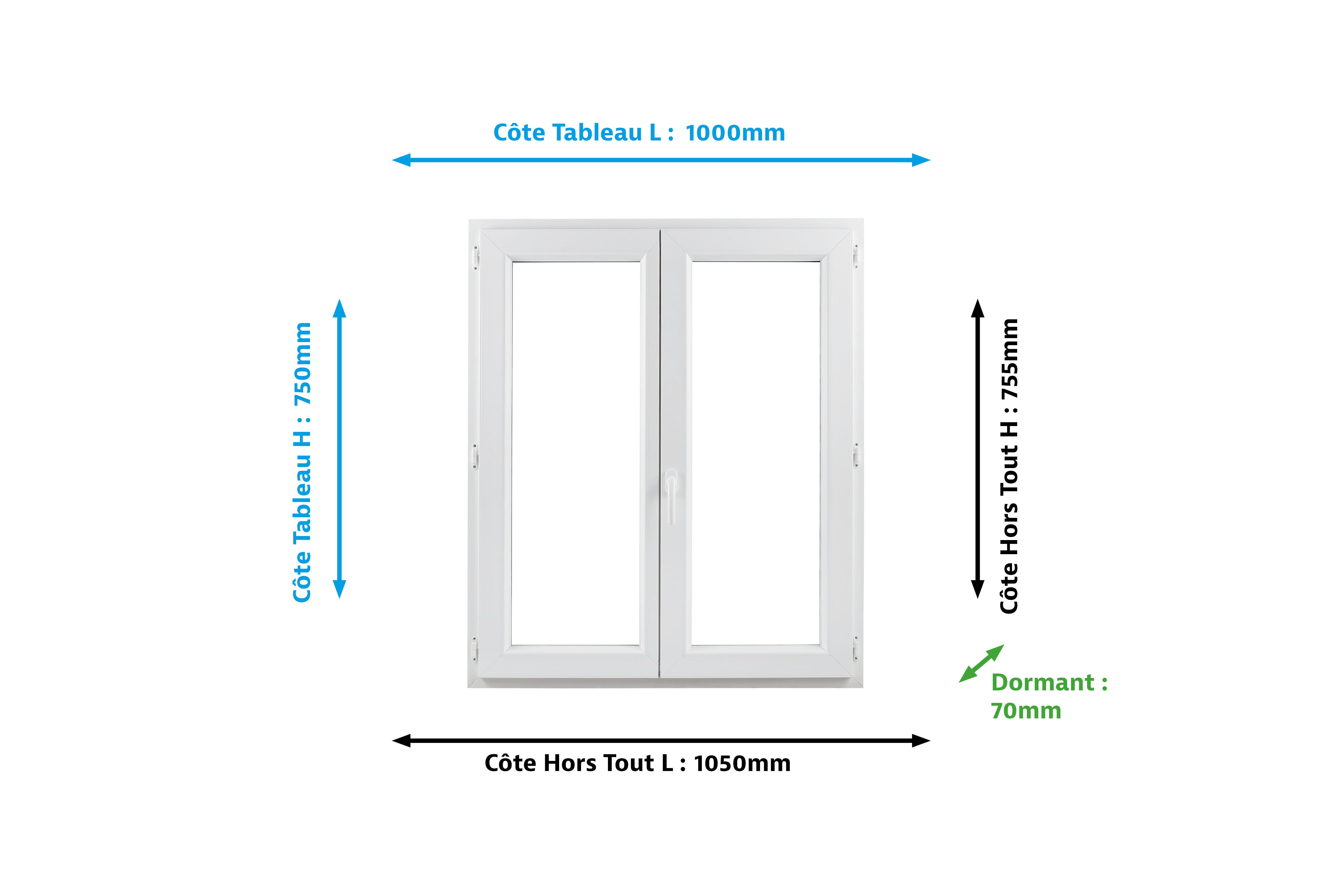 Fenêtre PVC H.75 x l.100 cm 2 vantaux blanc - 2