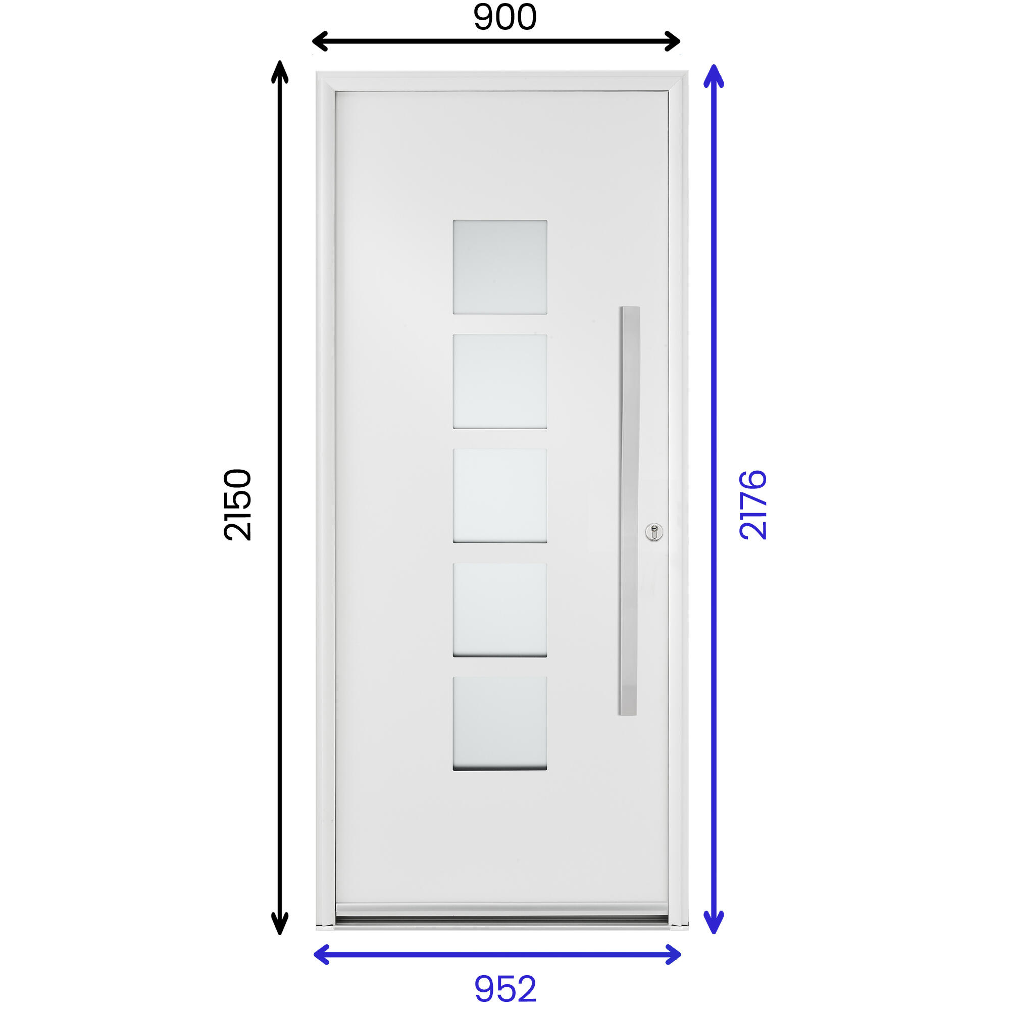 Porte d'entrée aluminium blanche poussant gauche H.215 x l.90 cm Fuji - 3