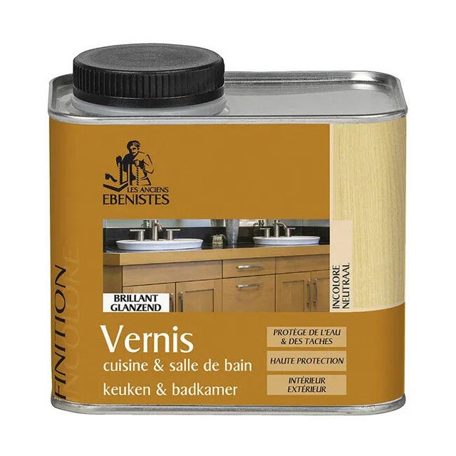 Vernis bois salle de bain satin incolore 450 ml- LES ANCIENS EBENISTES