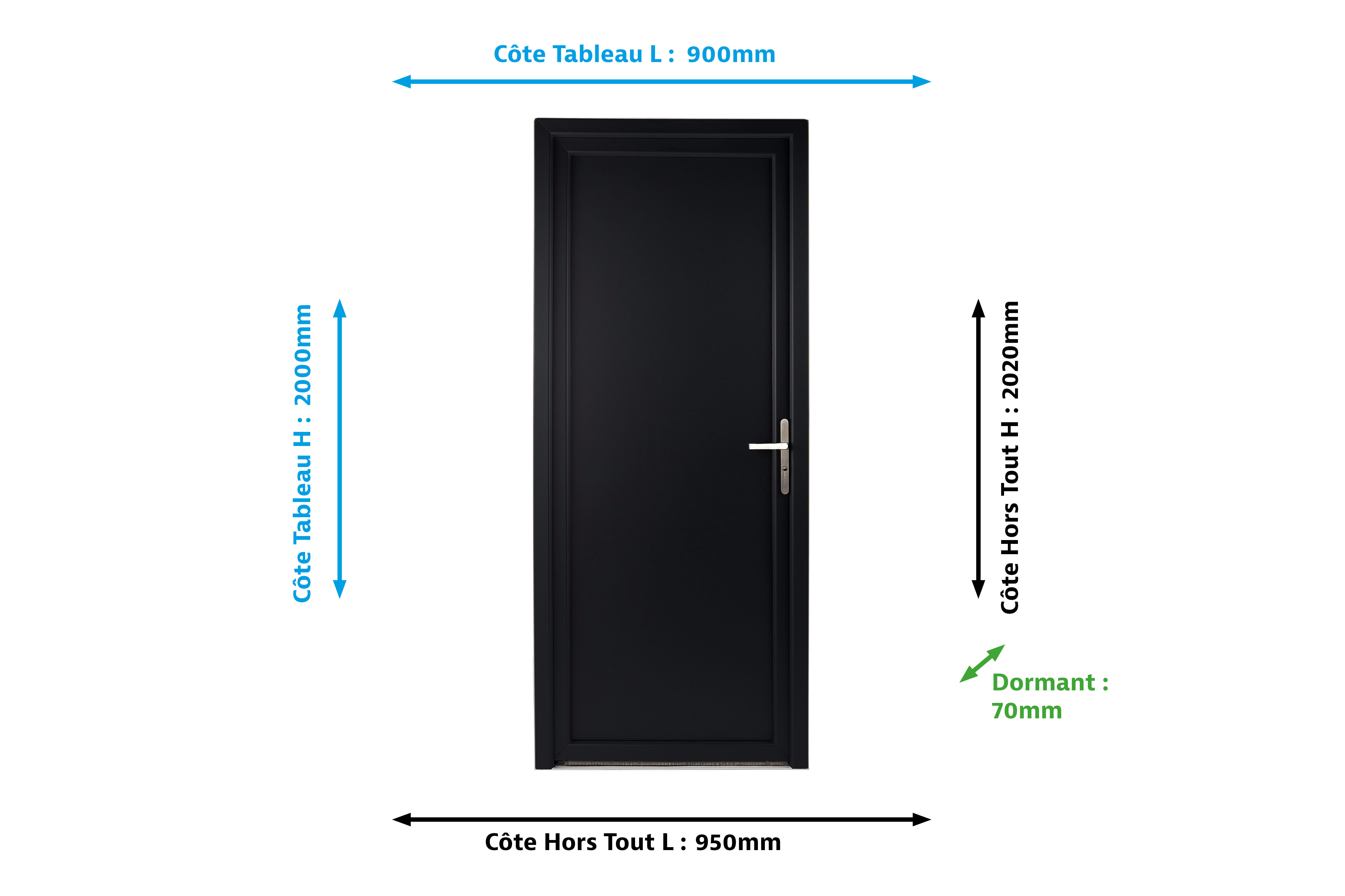 Porte de service PVC Pleine gris extérieur/blanc intérieur H.200 x l.90 cm poussant gauche  - 2
