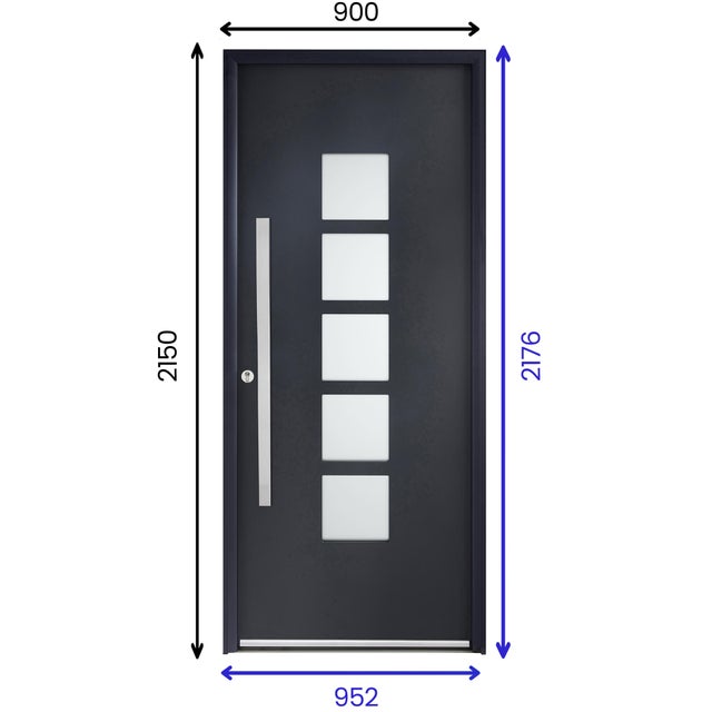 Porte d'entrée aluminium grise poussant droit H.215 x l.90 cm Fuji