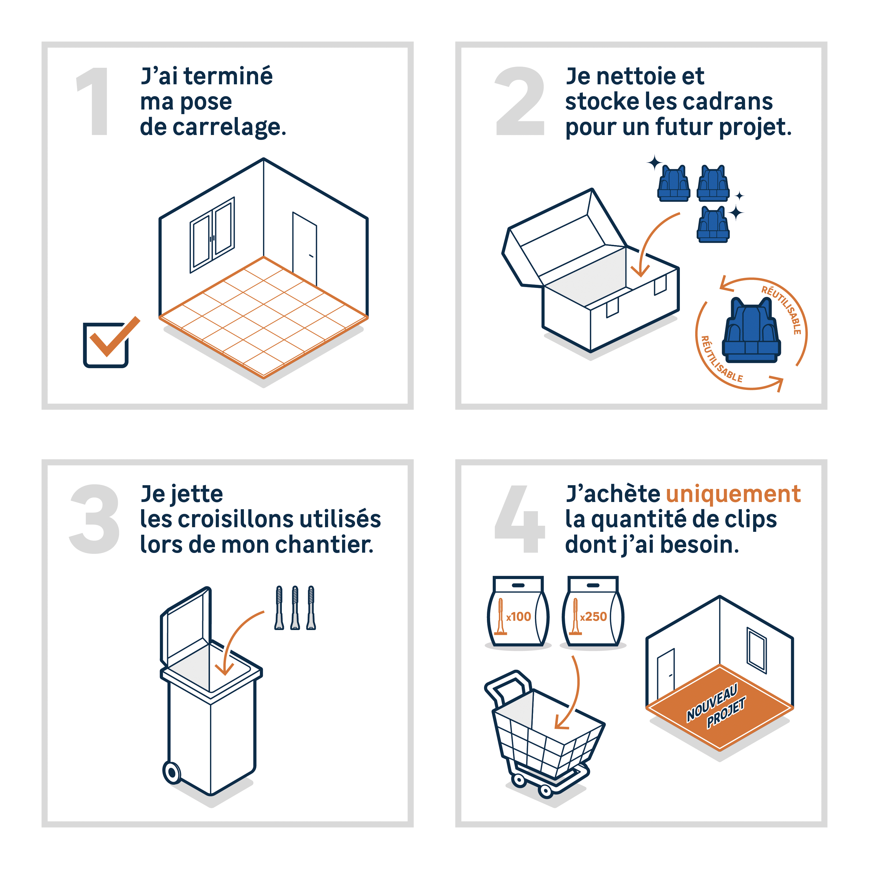 Lot de 250 croisillons autonivelants DEXTER, Ep.2 mm - 4