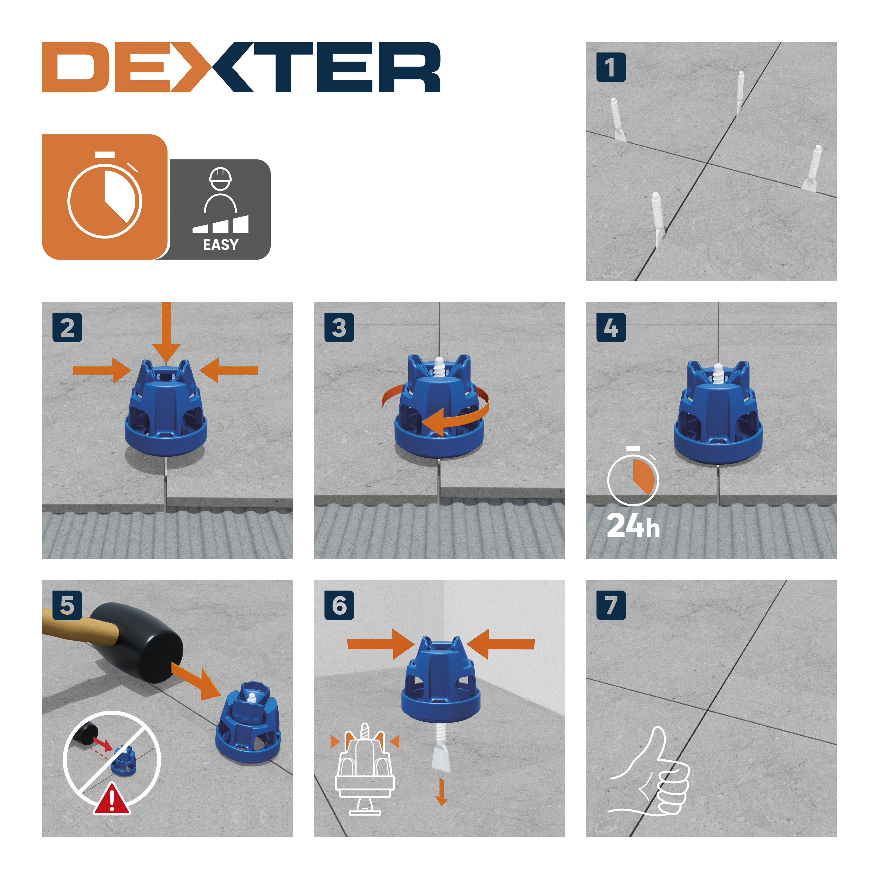 Lot de 250 croisillons autonivelants DEXTER, Ep.2 mm - 3