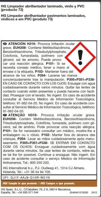 Abrilhantador e limpador pavimentos laminados 1 L HG - 5