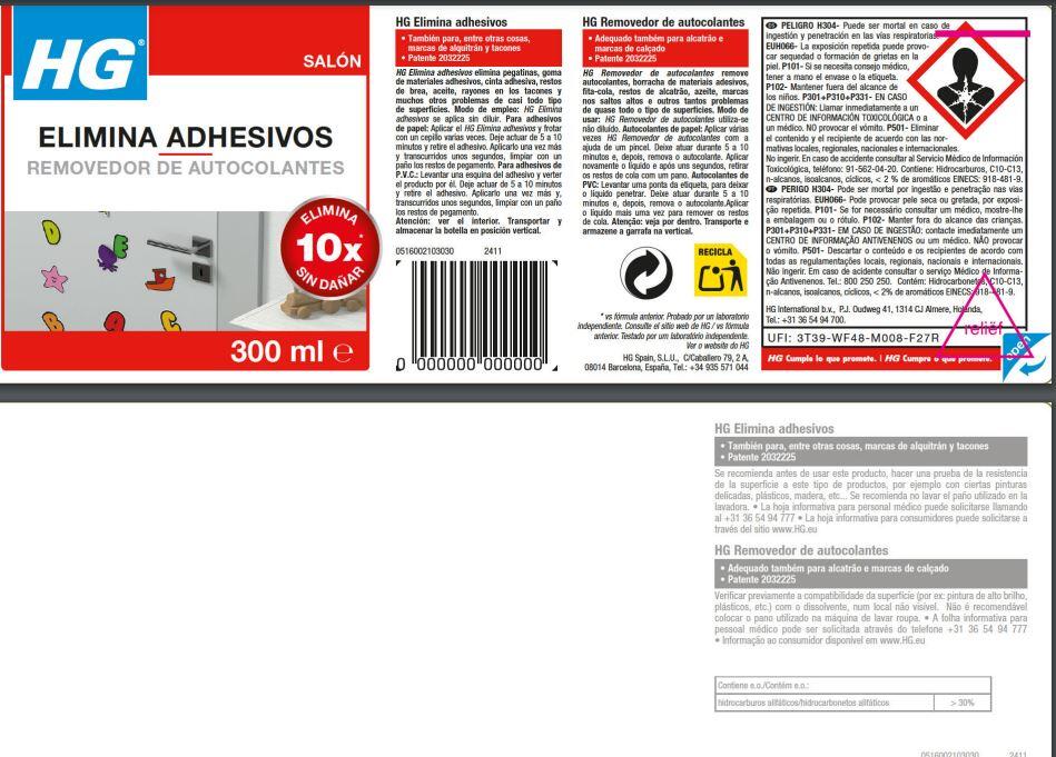 Removedor de adesivos etiquetas 300 ml HG - 5