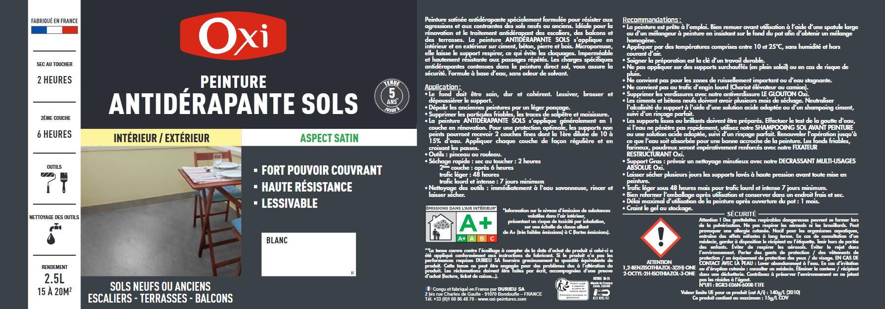 Peinture sol Antidérapante OXI, gris satiné, 0.5 l - 4